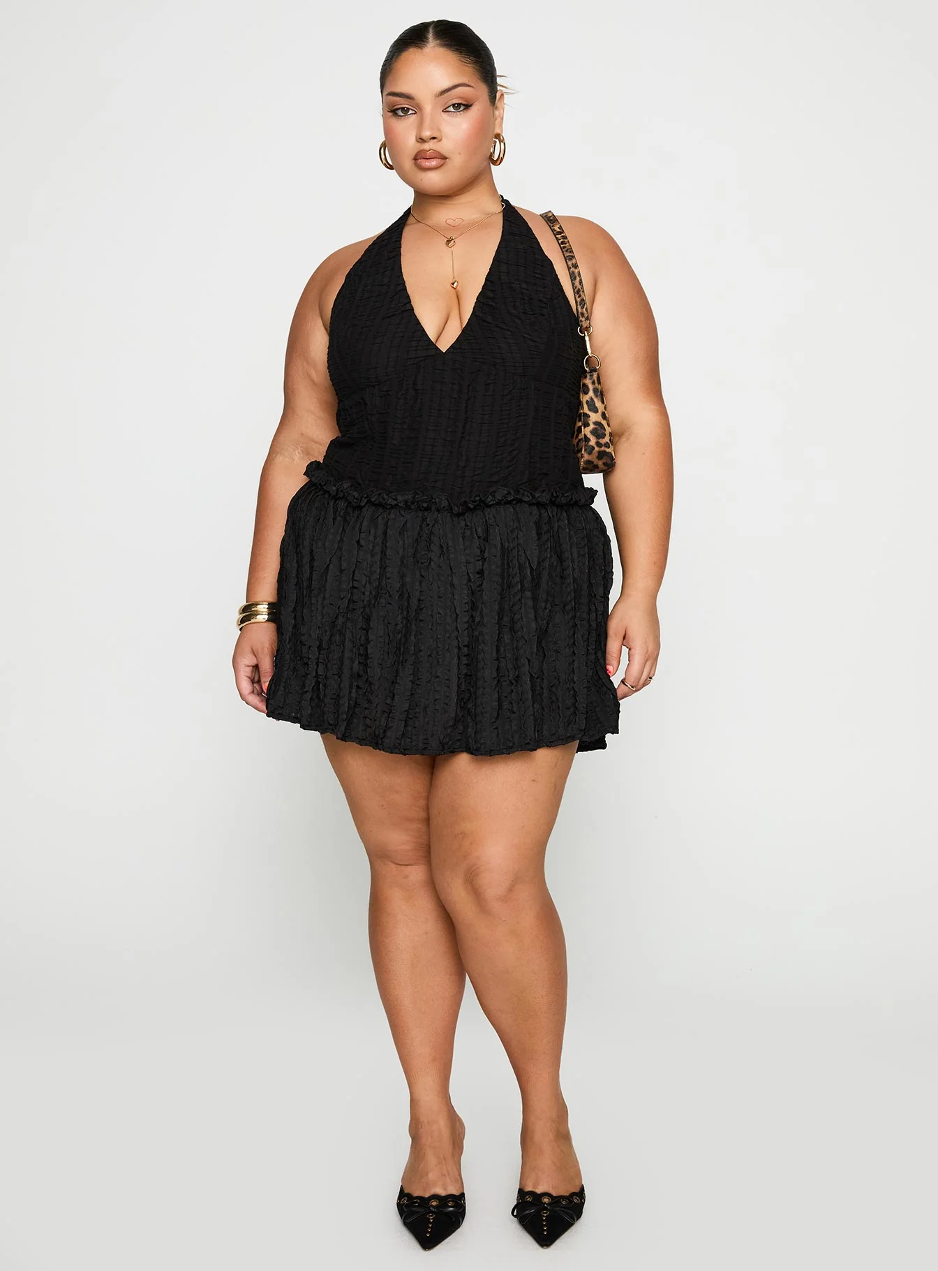 Mixie Halter Romper Black Curve