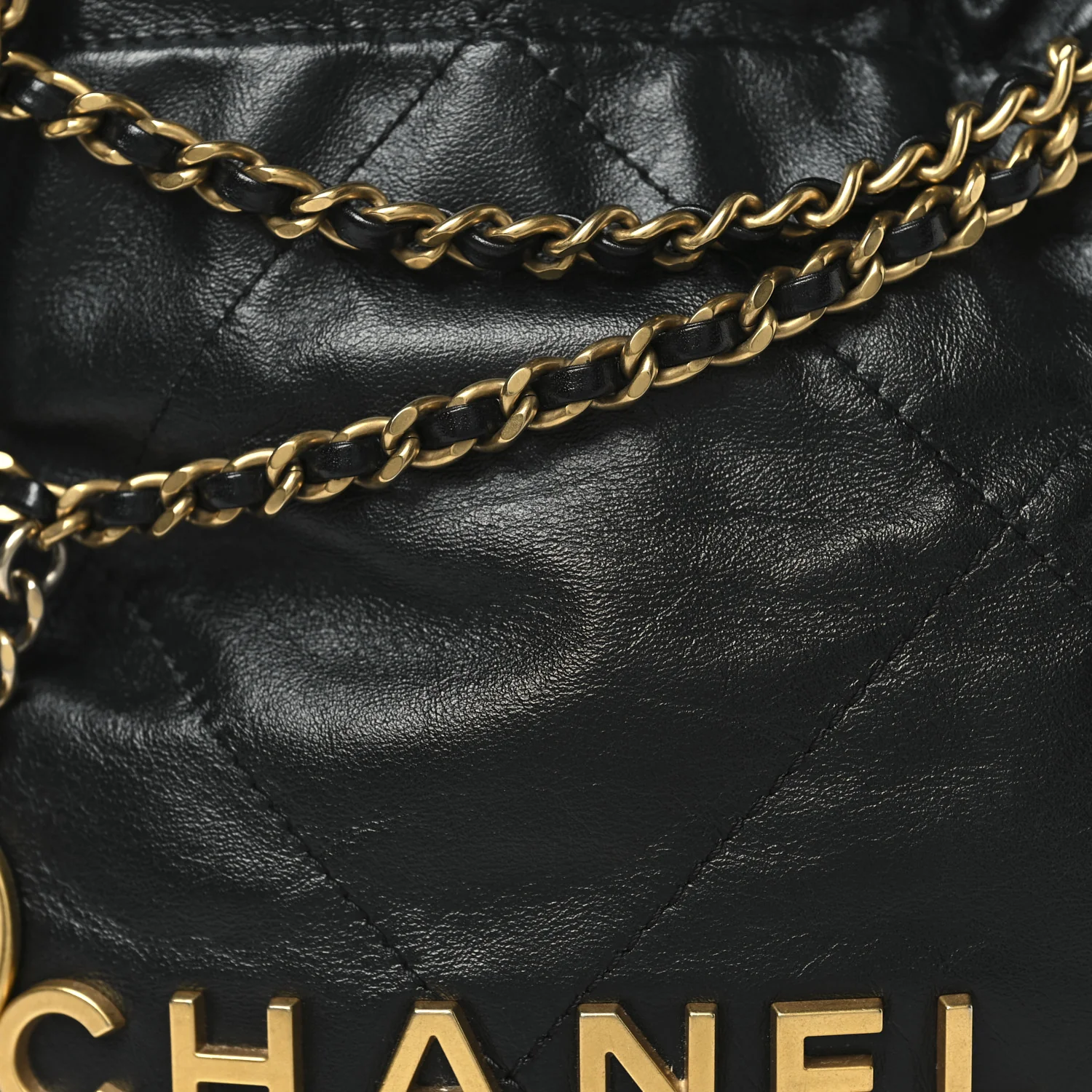 Shiny Calfskin Quilted Mini Chanel 22 Black - Top Club