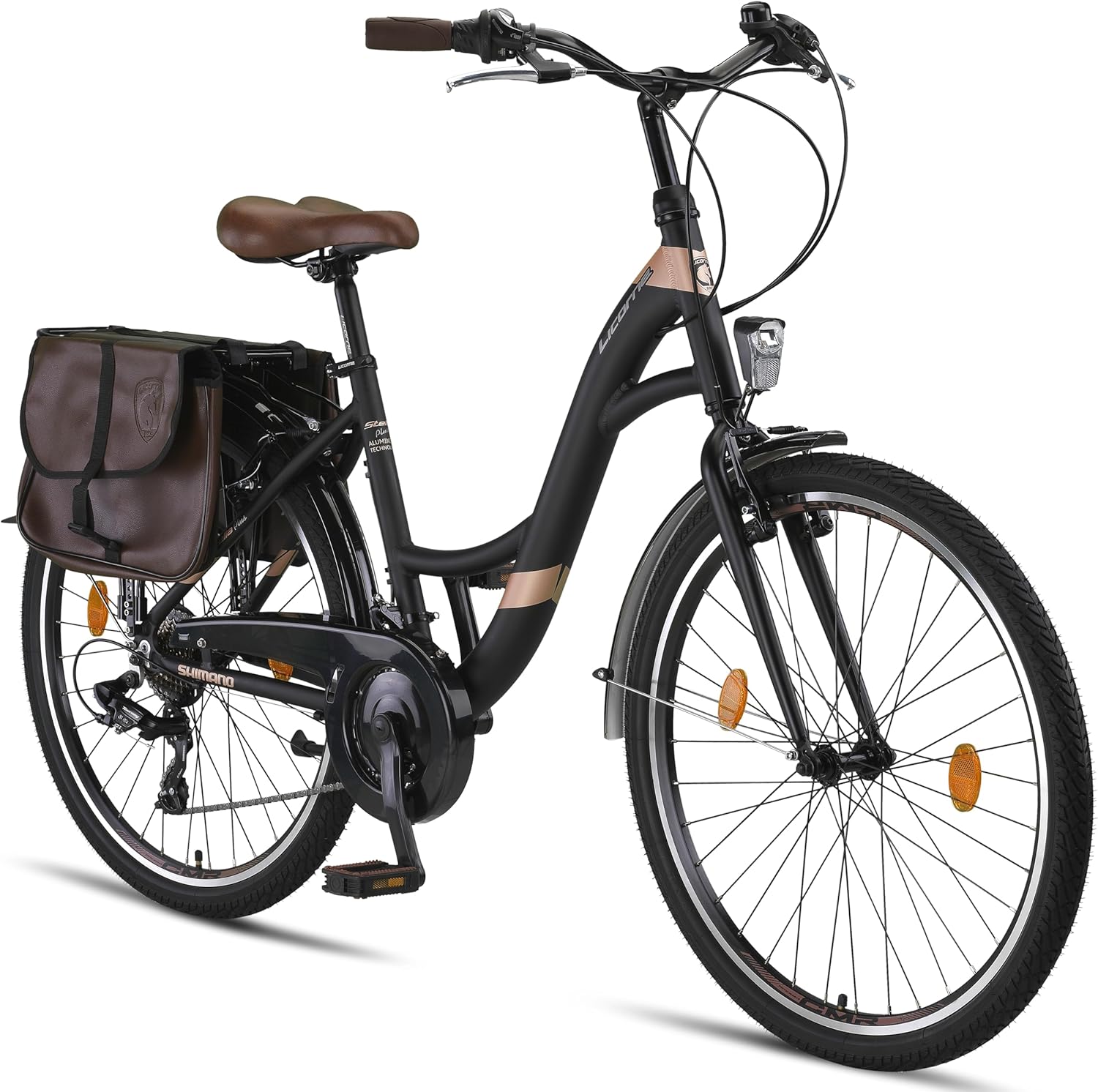 Licorne Bike Stella Plus Premium City Bike in alluminio da 26 e 28 pollici, per ragazze, ragazzi, uomini e donne, cambio a 21 marce, bicicletta olandese StVZO