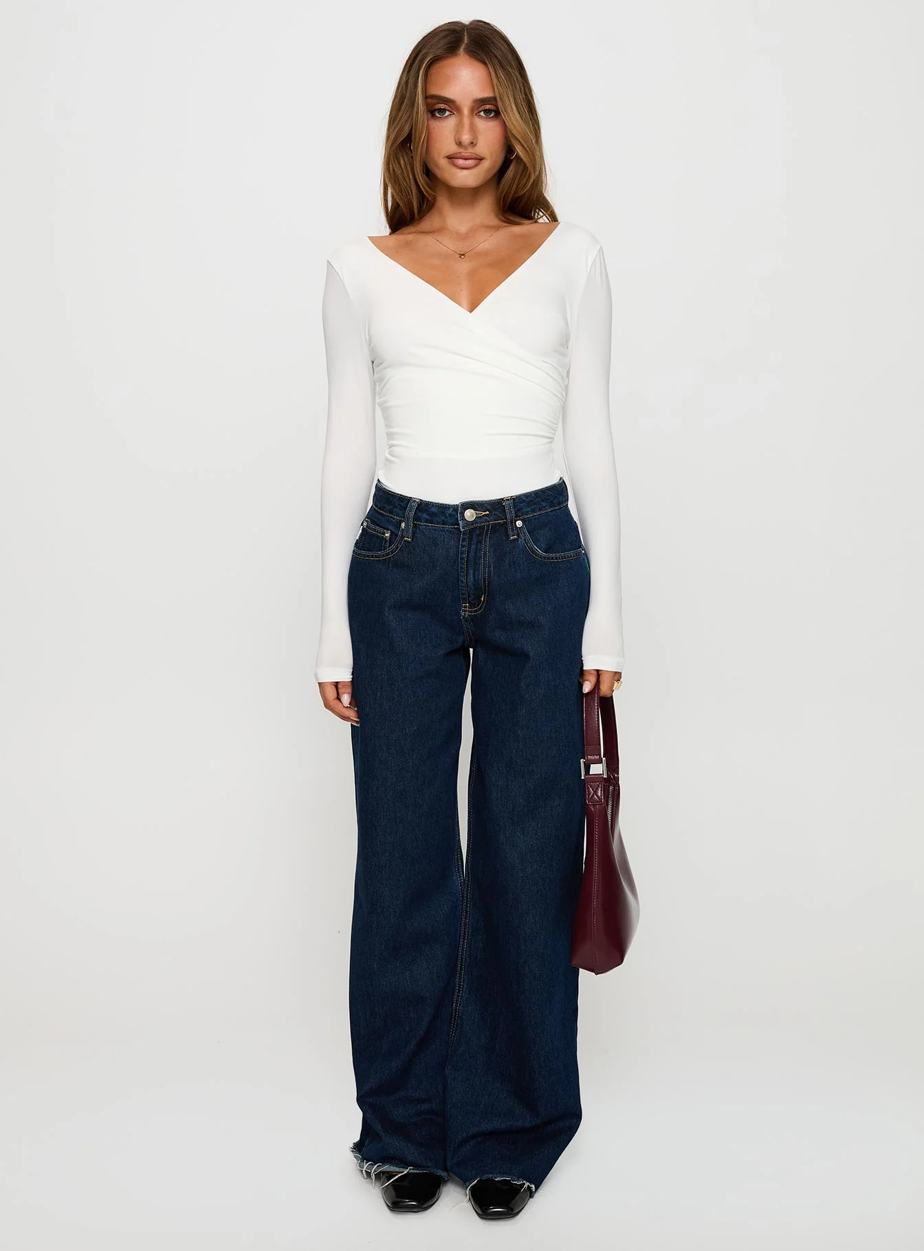 Right Here Cross Detail Bodysuit White