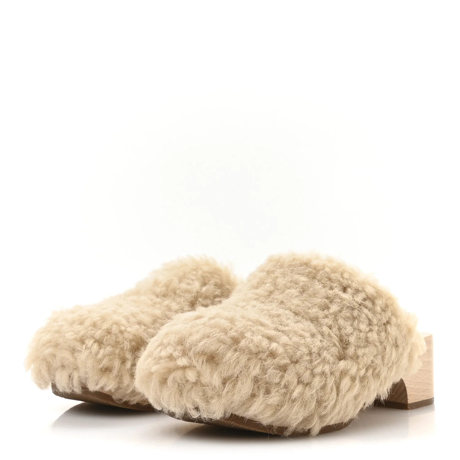 Shearling Lambskin Clogs 38 Beige - Top Club
