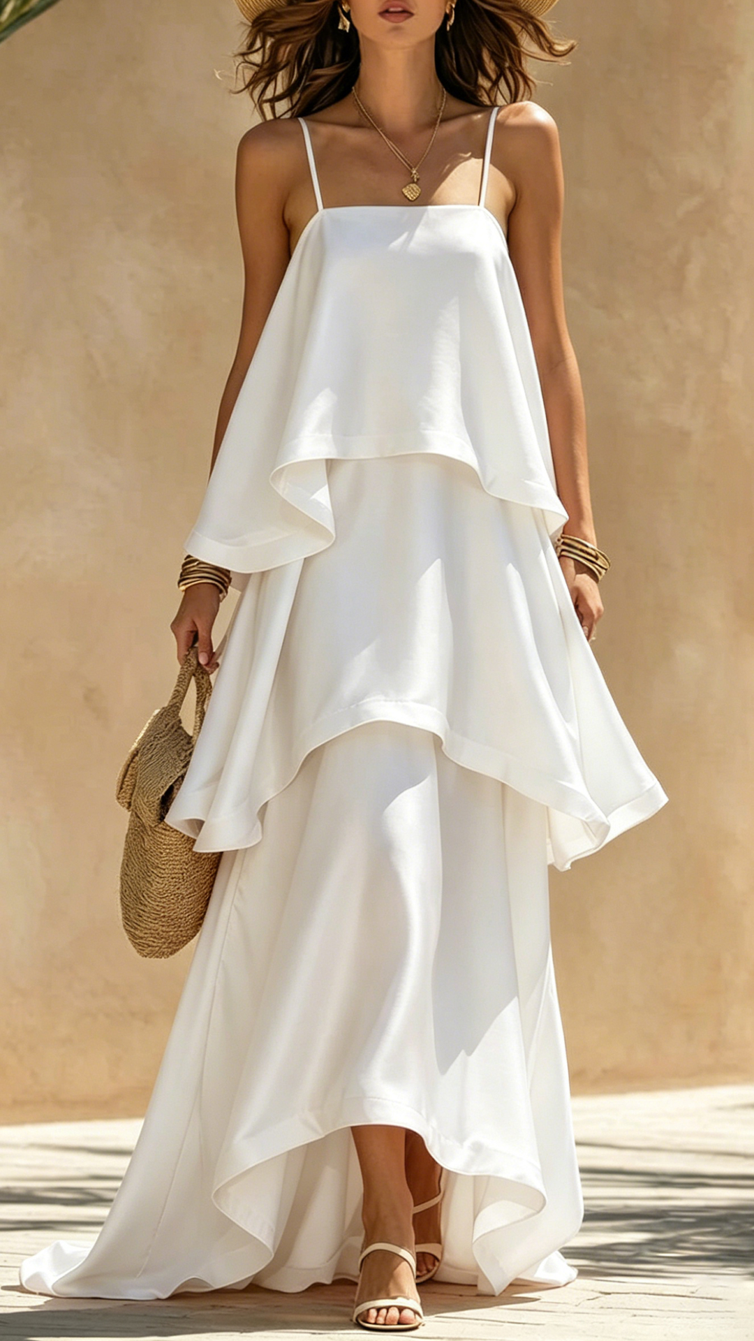Women's Cotton-Blend Tiered Cami Maxi Dress - Nordfashionstorm - Women's Clothing, Fashion for You - Nordfashionstorm.com