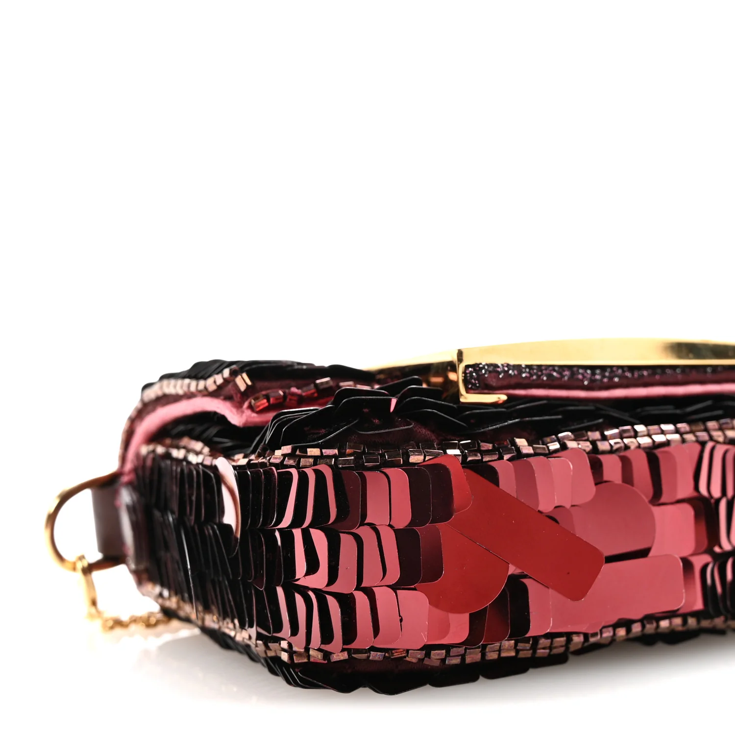 Sequin Paillettes Shiny Nappa Sex and the City Nano Maxi Buckle Baguette Charm Granata - Top Club