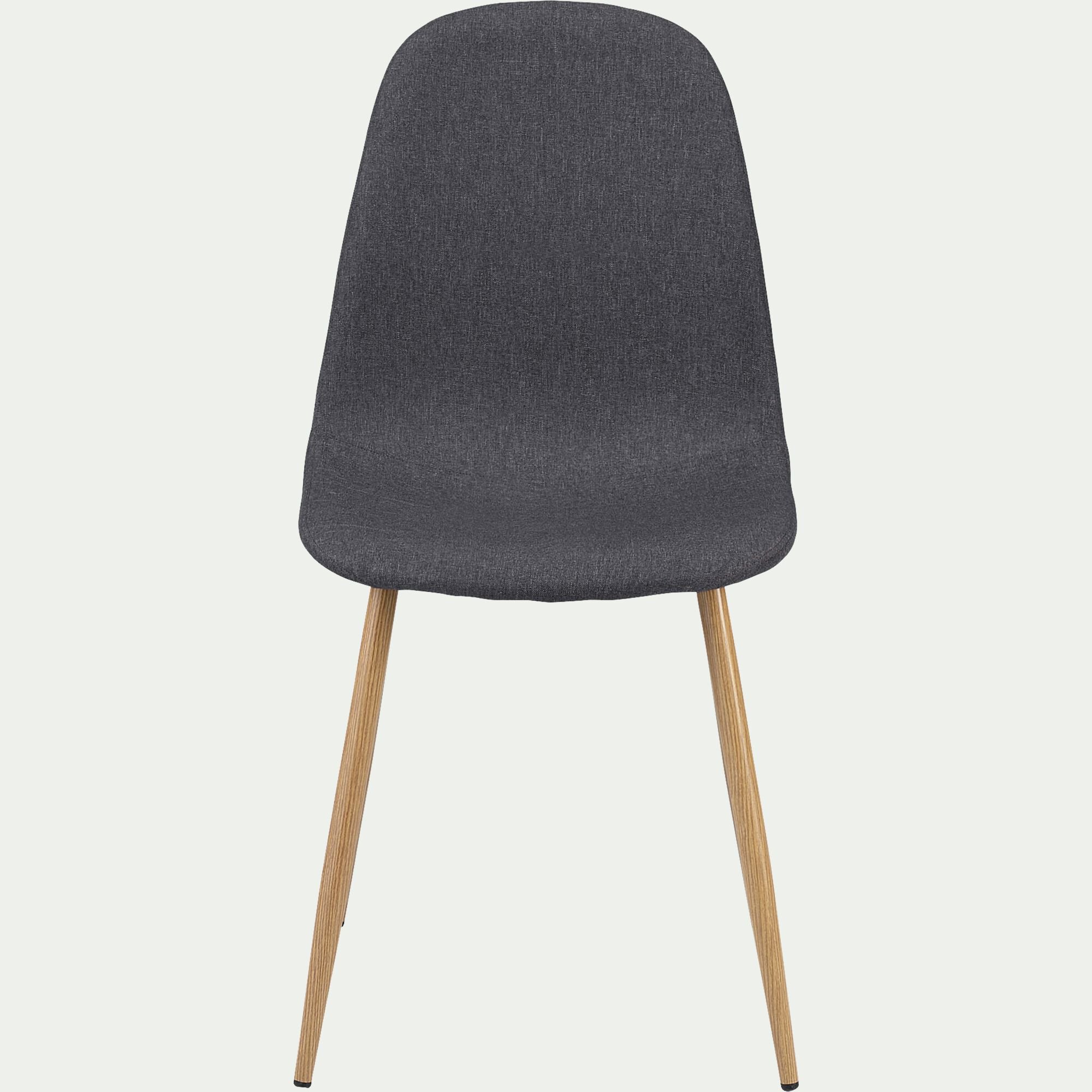 LOANA - Chaise en acier effet bois et tissu - gris ardoise