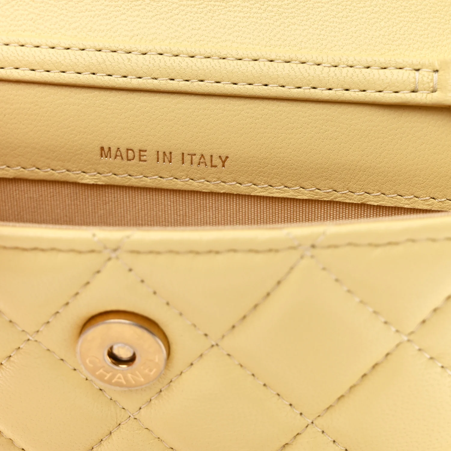 Lambskin Quilted Pearl Crush Clutch With Chain Yellow - Top Club