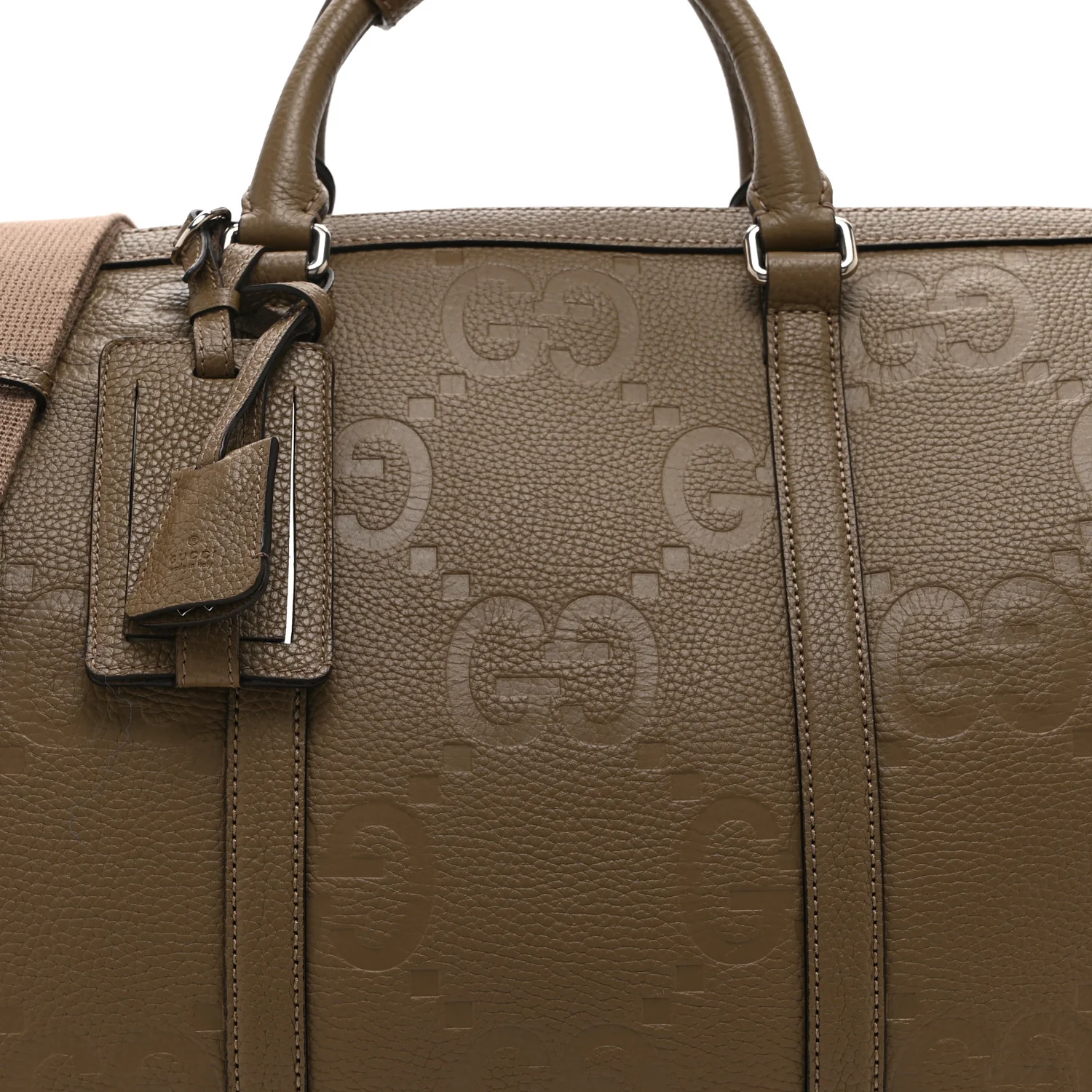 Piuma Calfskin Jumbo GG Embossed Large Duffle Bag Good Taupe - Top Club