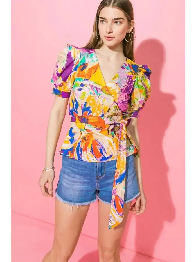 Paint Your Dreams Printed Poplin Top - ALJEGJ