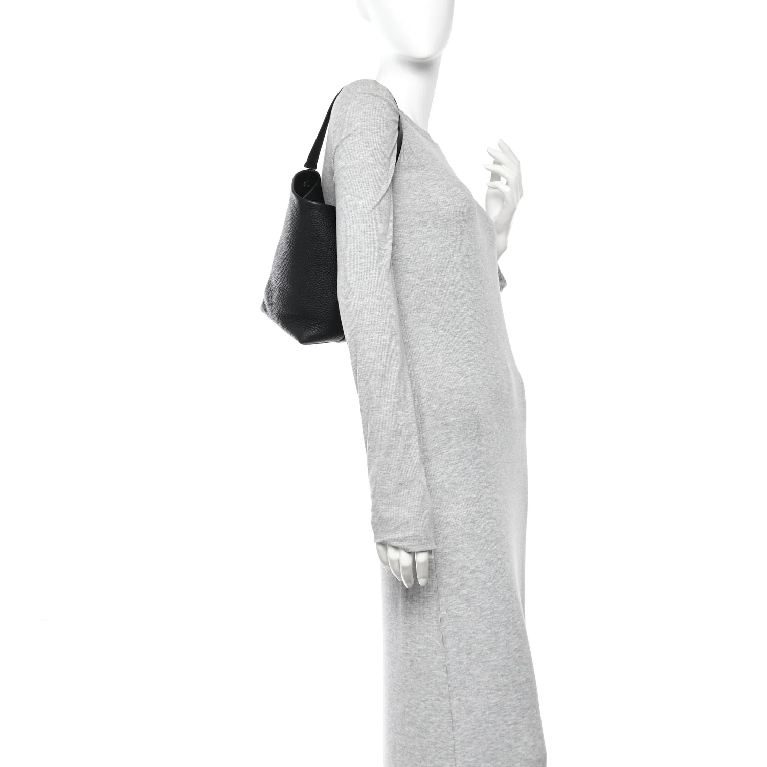 Grained Calfskin Small N/S Hook Tote Black