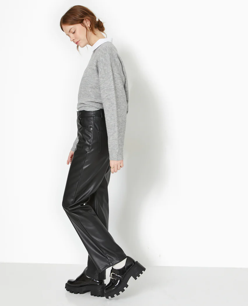 Pimkie Pantalon droit taille haute en simili cuir