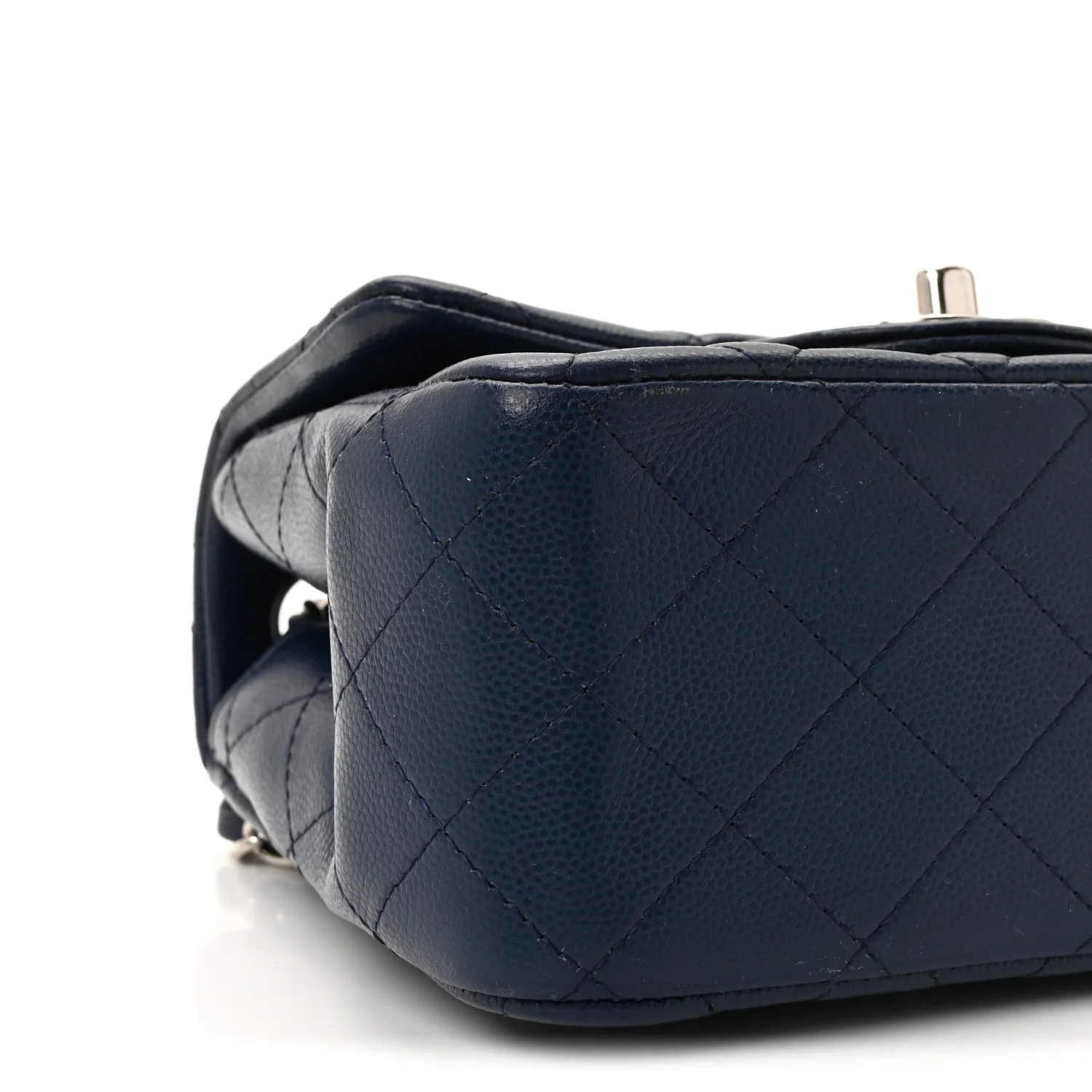 Caviar Quilted Mini Square Flap Navy - Top Club