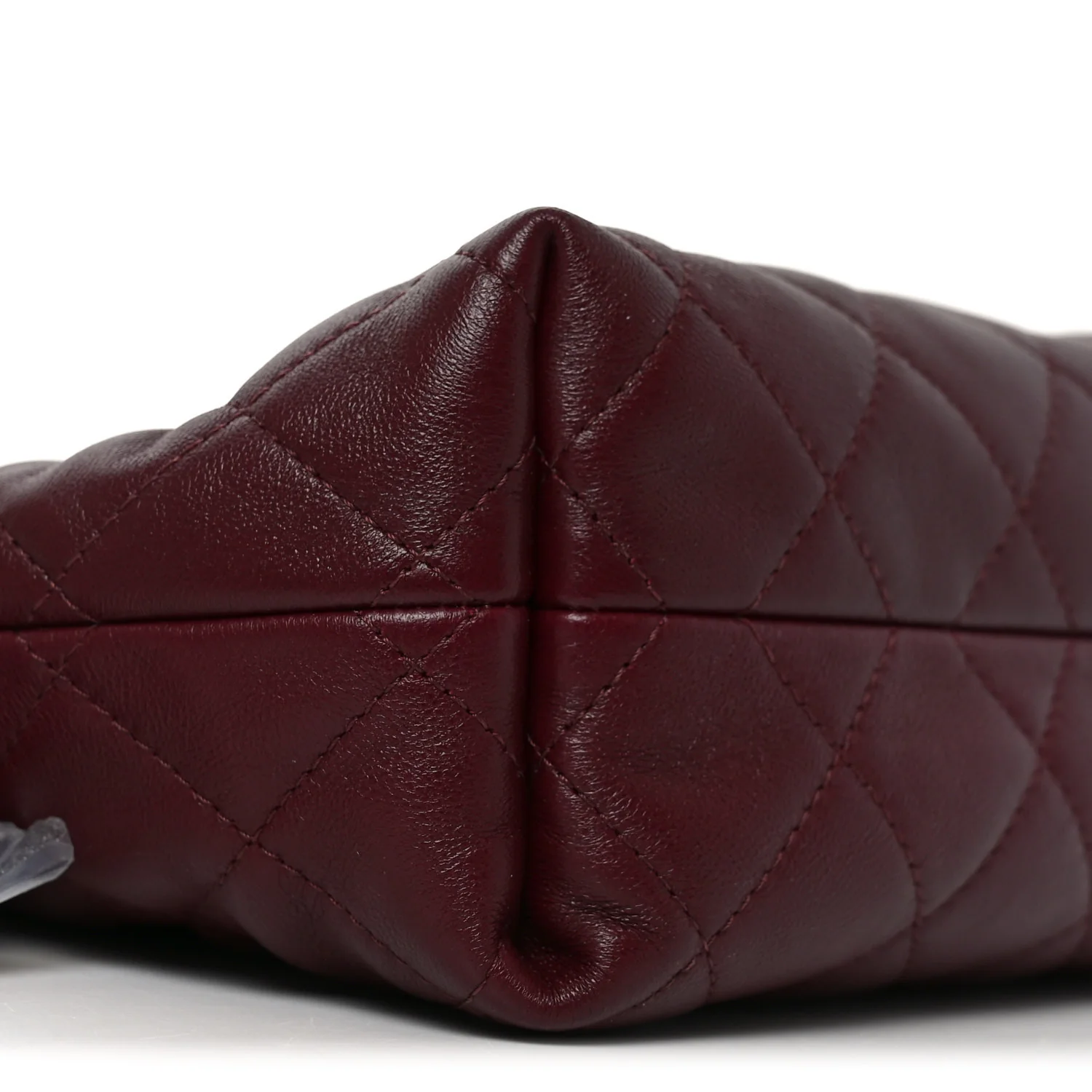 Shiny Calfskin Quilted Clutch With Strap Dark Burgundy - Top Club