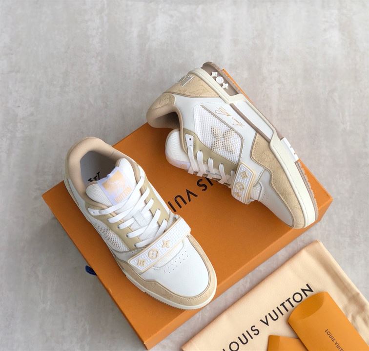 LOUIS VUITTON TRAINER BEIGE WHITE   LVS014 - Sneaker Replica Workshop