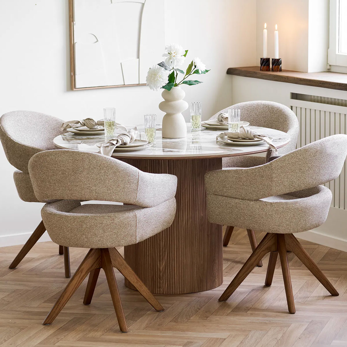 Eettafel Ronda keramiek blad bruin Ø120 cm