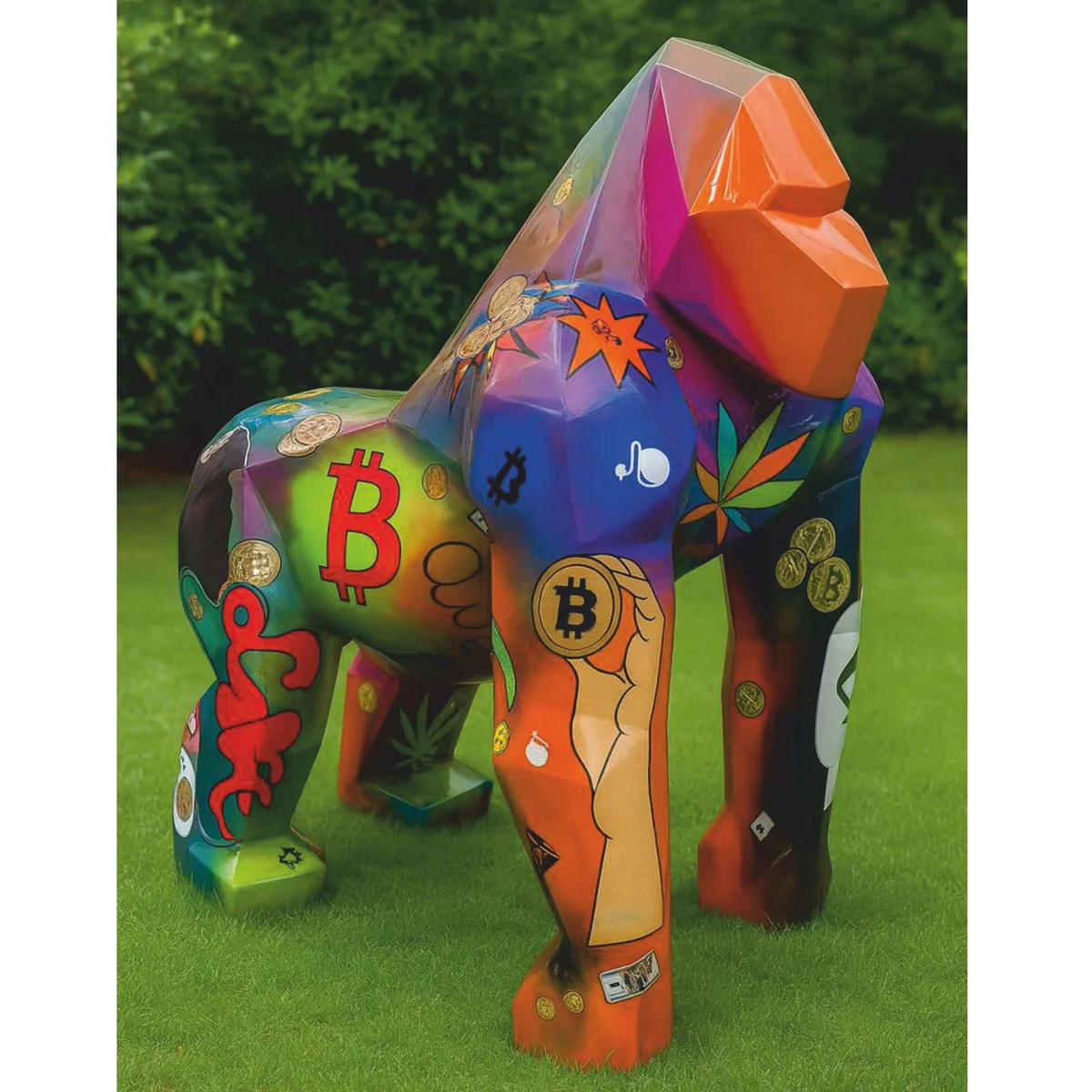 XXL decorative sculpture gorilla monkey colorful H. 131 cm - garden figure
