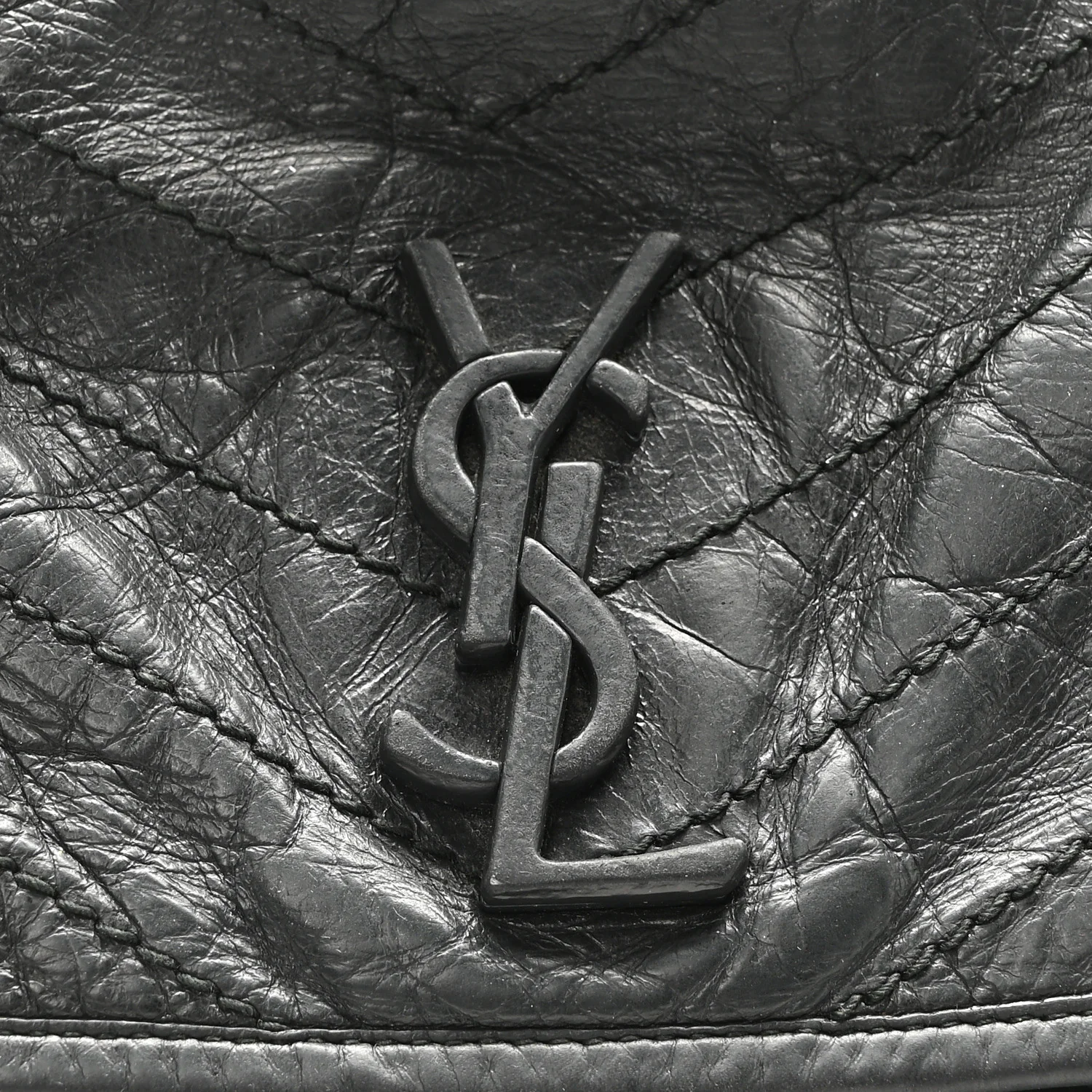Crinkled Calfskin Matelasse Monogram Medium Niki Chain Satchel Storm - Top Club