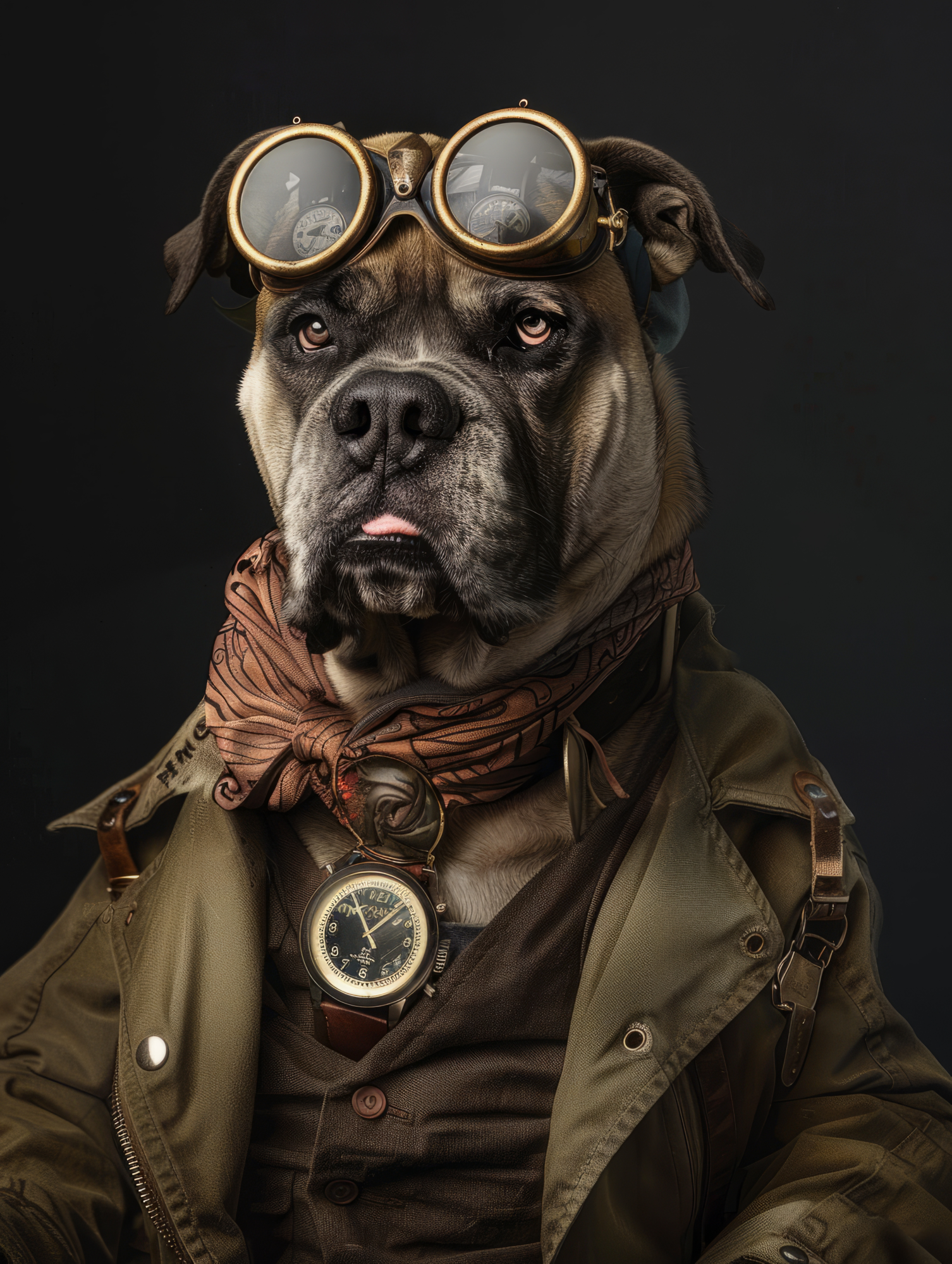 Canvas schilderij van een Bullmastiff 100x200 cm