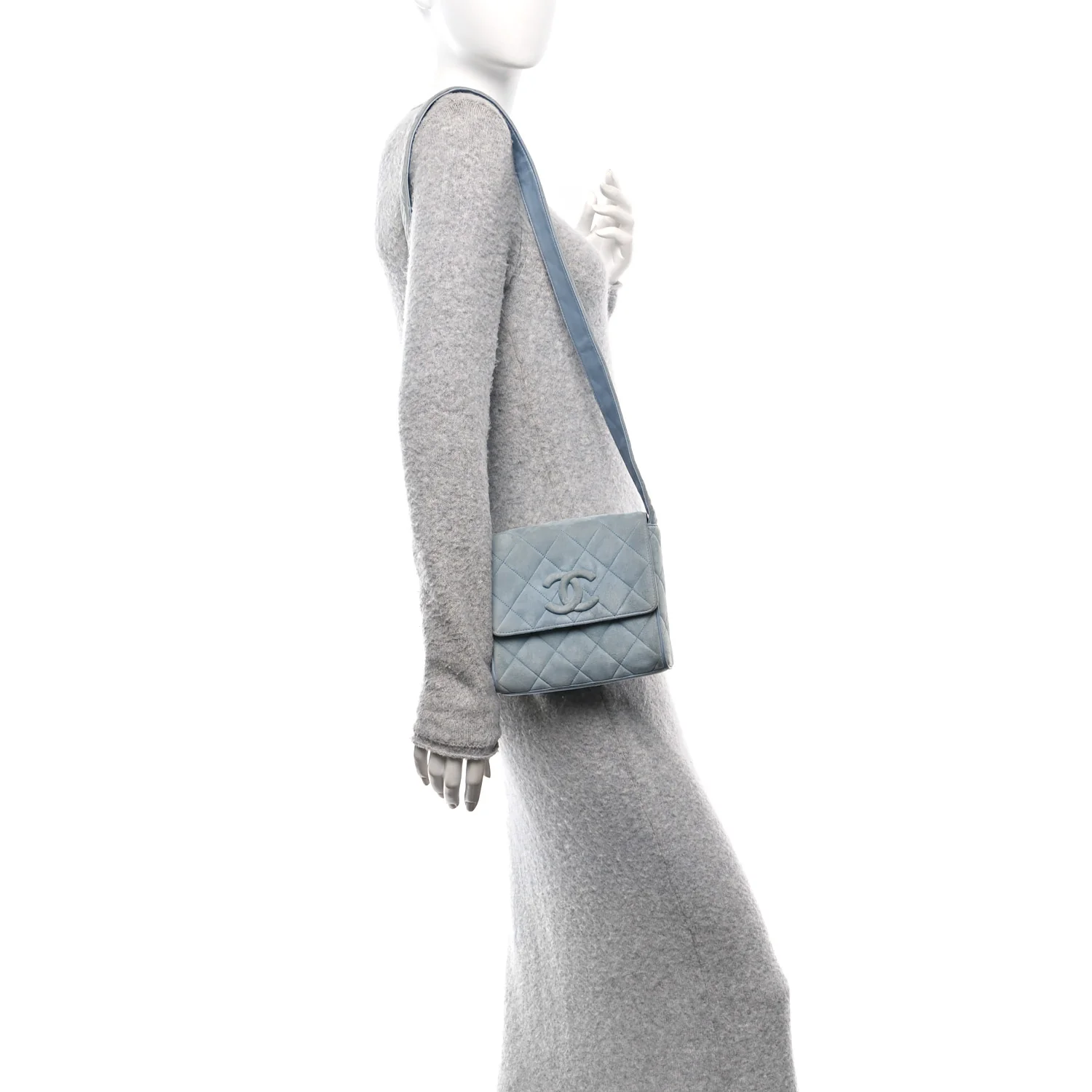 Suede Small Messenger Flap Light Blue