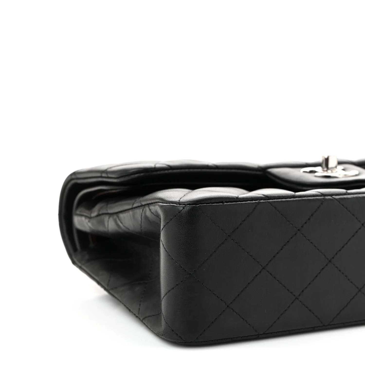 Lambskin Quilted Small Double Flap Black - Top Club
