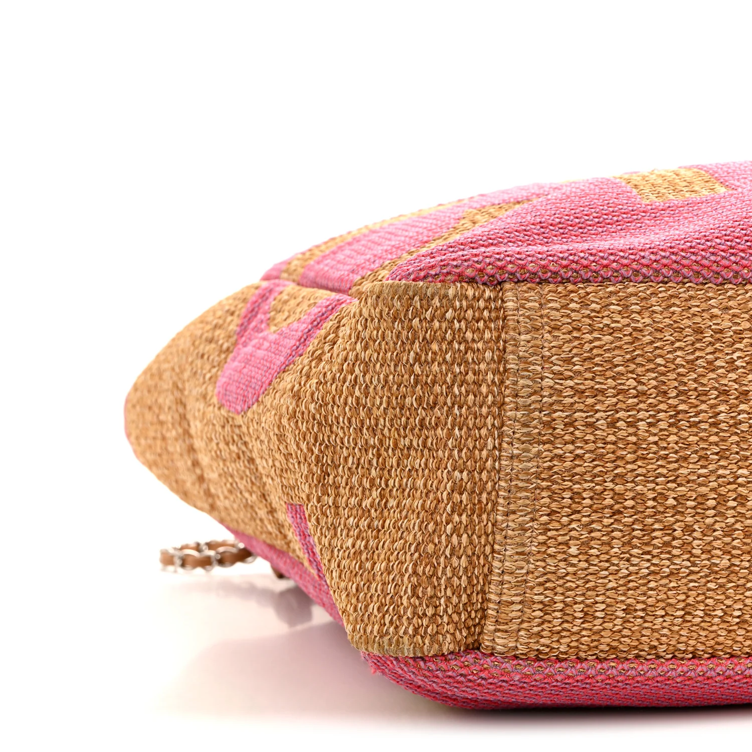 Mixed Fibers Large Shopping Bag Pink Beige - Top Club