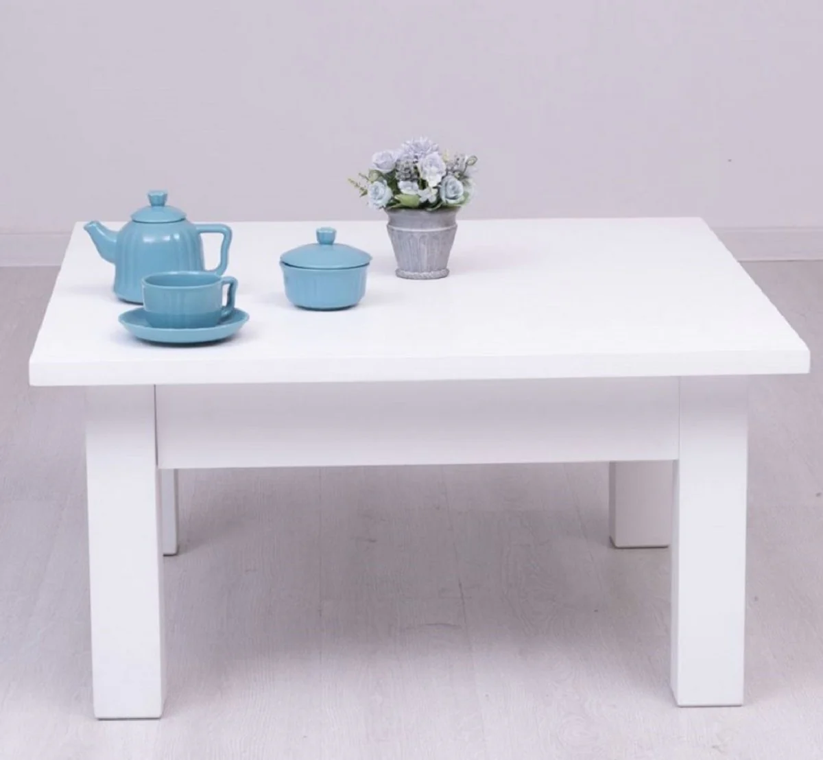 Country house style coffee table white 90 x 90 x H. 45 cm - solid wood living room table - living room furniture in country house style