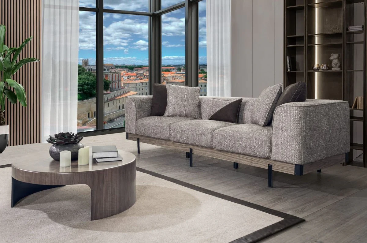 Luxury 4-seater sofa gray / brown / black 270 x 96 x H. 75 cm - living room sofa - hotel sofa - living room furniture - hotel furniture - luxury furniture - luxury furnishings - living room furnishings