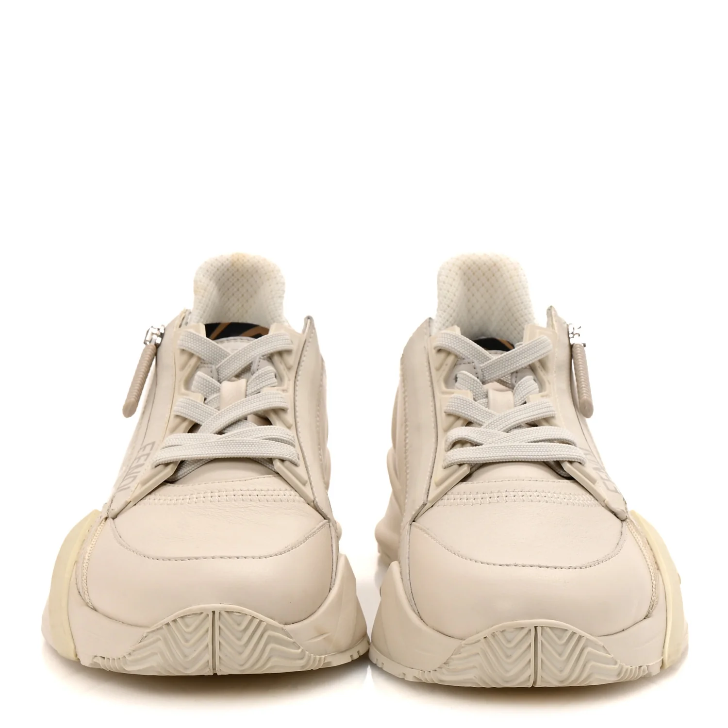 Calfskin Fabric FF Fendi Flow Low Top Sneakers 36 White - Top Club