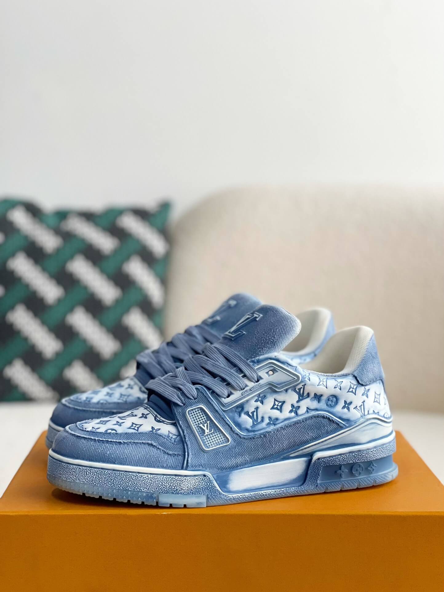 Louis Vuitton LV Trainer Monogram Denim Blue Sneaker - Sneaker Replica Workshop