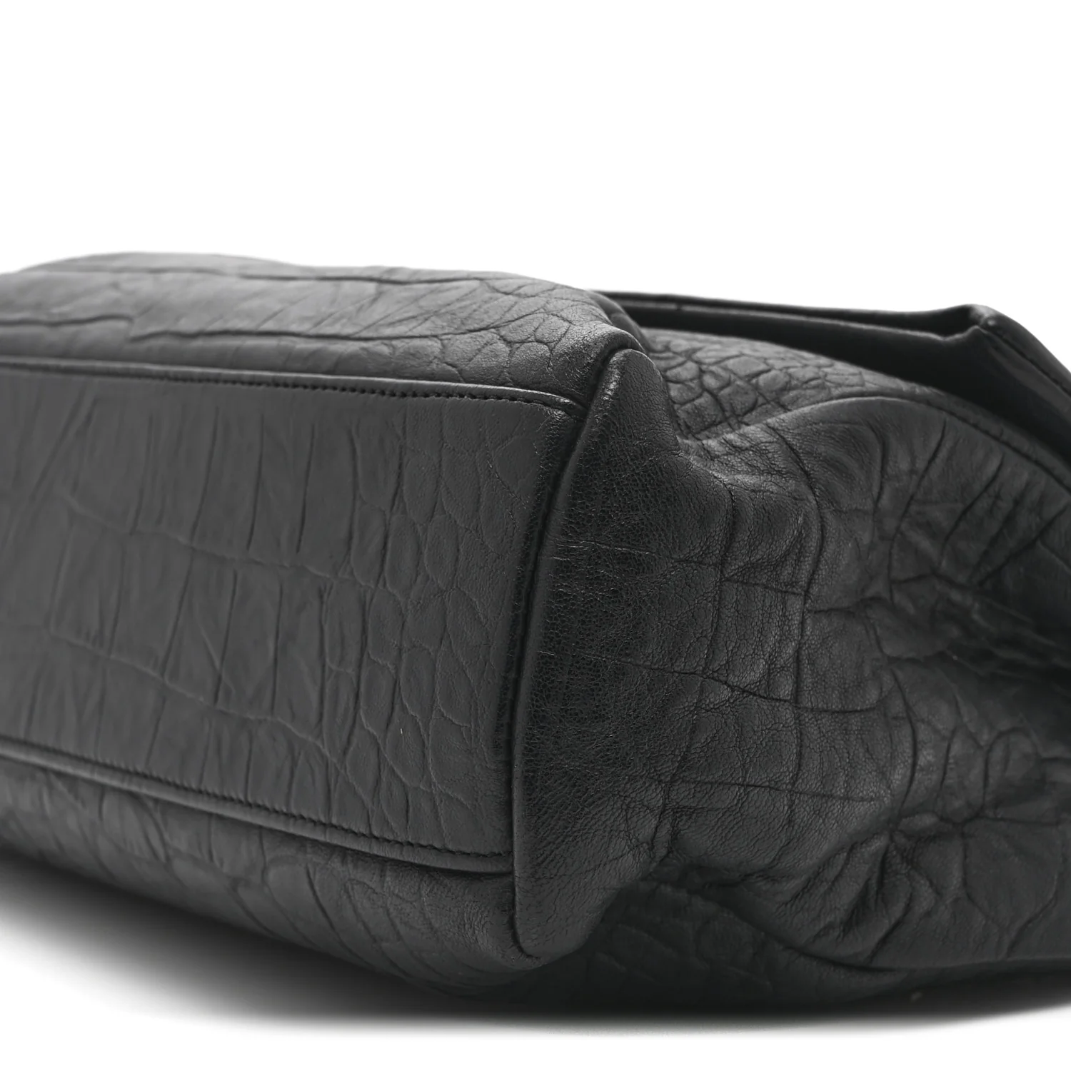 Calfskin Crocodile Embossed Medium West Hollywood Monogram Fold-Over Black - Top Club