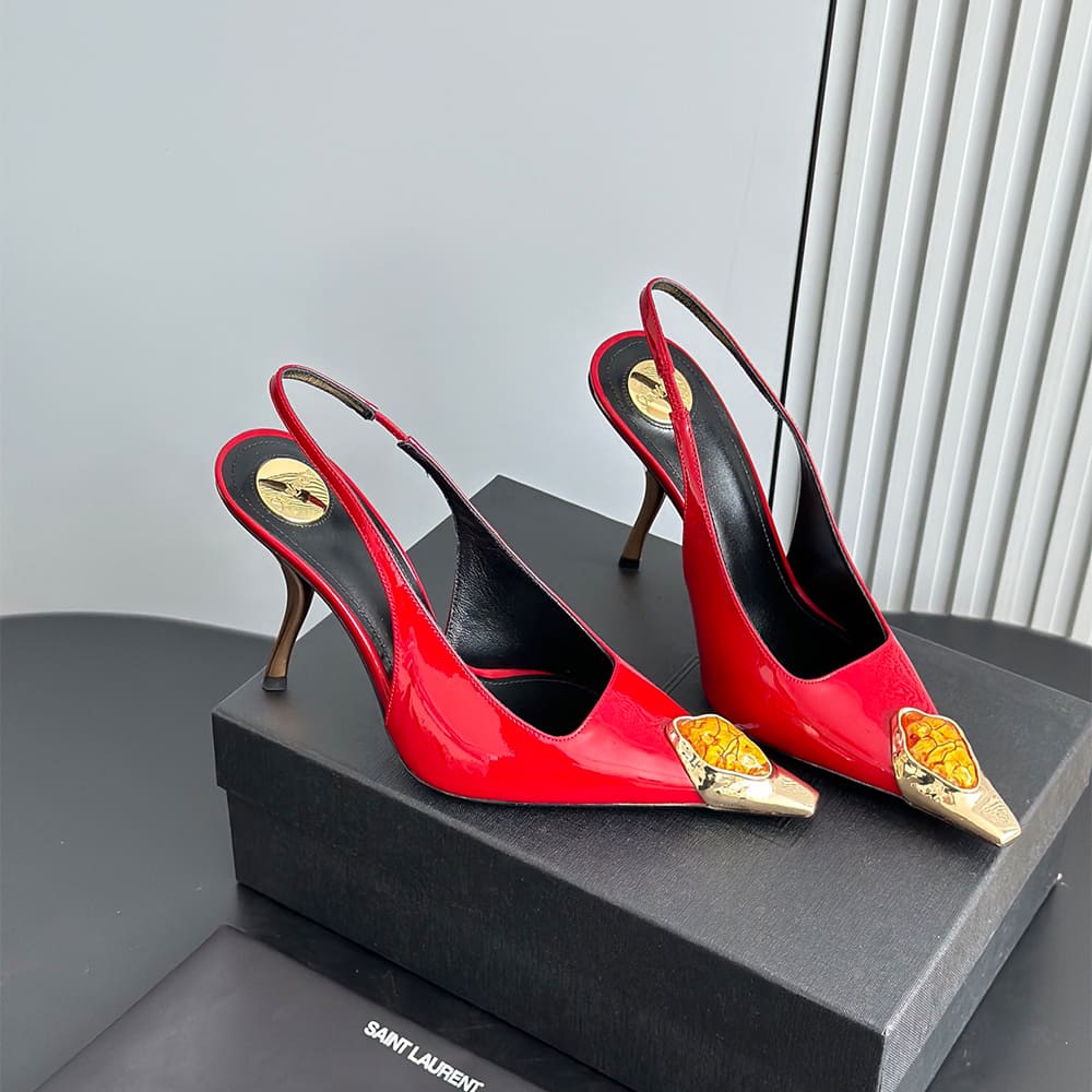 YSL Loulou Slingback Pumps in Patent Leather - Top Club