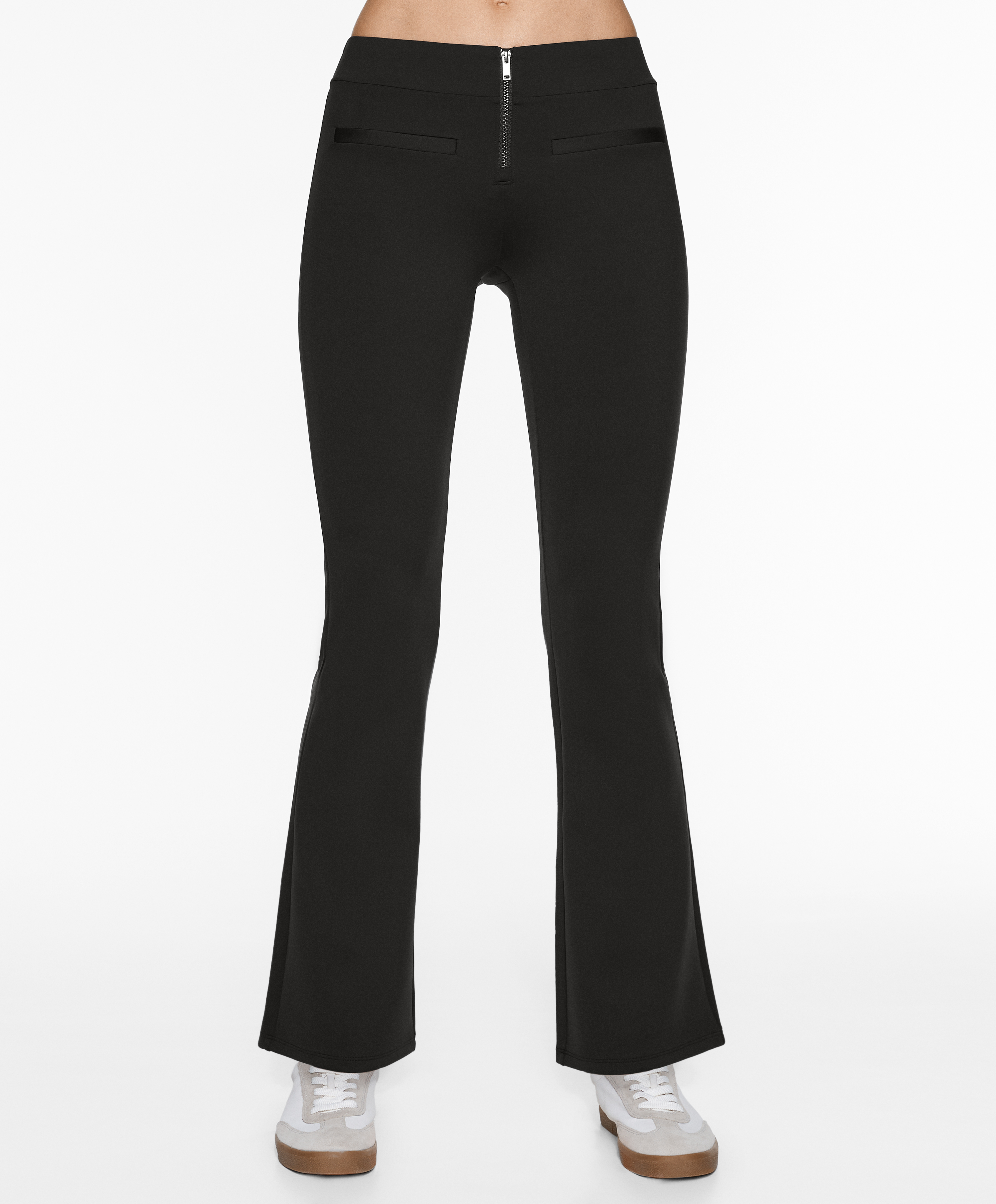 OYSHO Neoprene-effect low-rise flare trousers