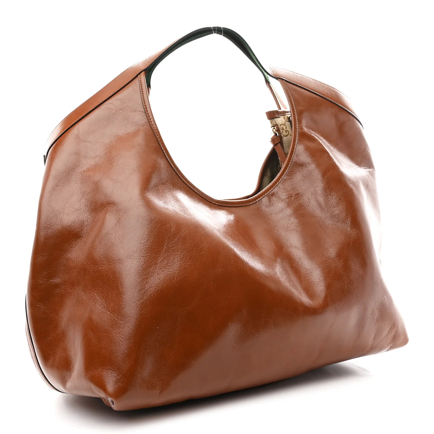 Soft Glossy Calfskin Large Giglio Tote Dark Brown - Top Club