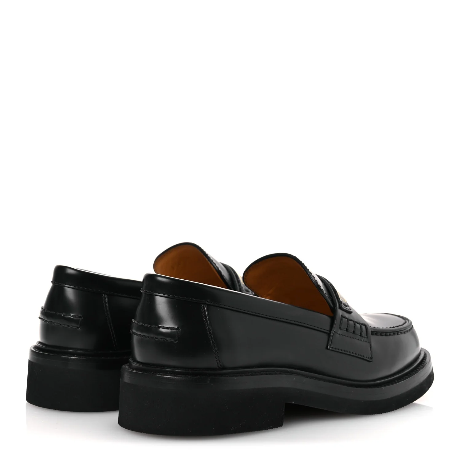 Brushed Calfskin Boy Platform Loafers 35.5 Black - Top Club