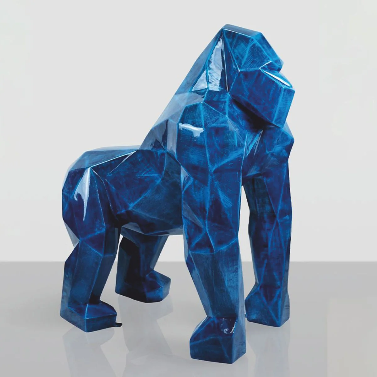 XXL decorative sculpture gorilla monkey antique blue H. 128 cm - decorative figure