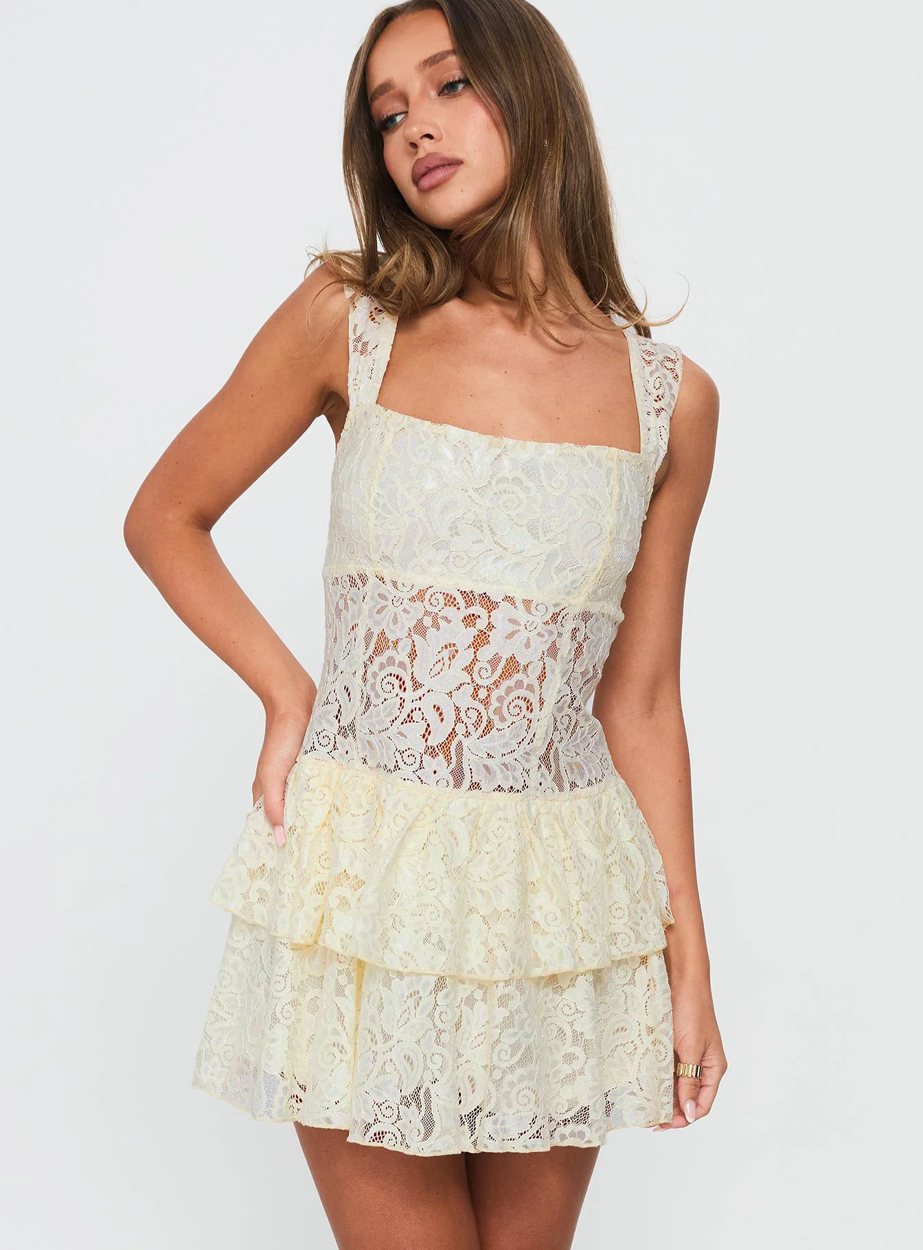 True Connections Lace Playsuit Cream