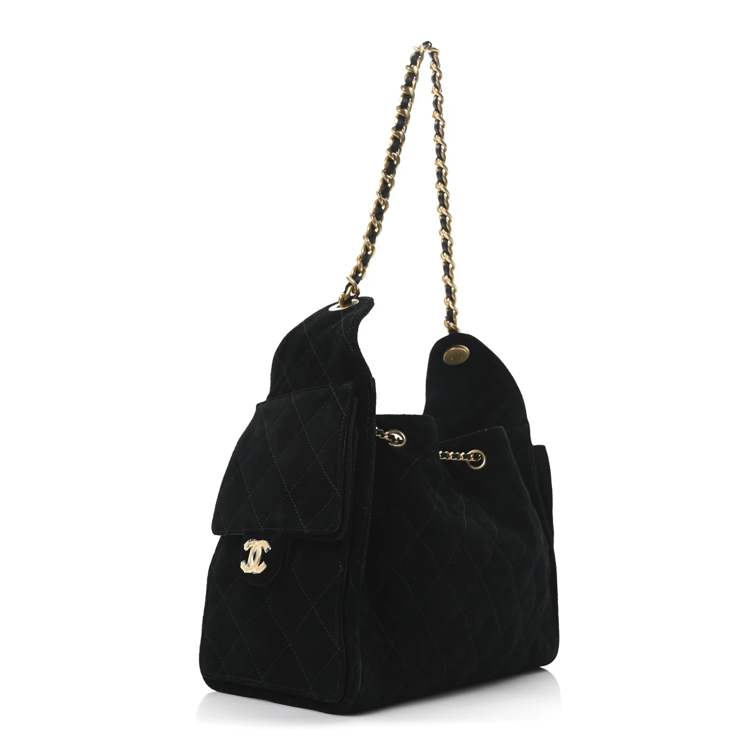 Suede Quilted Small Chanel 25 Handbag Black - Top Club