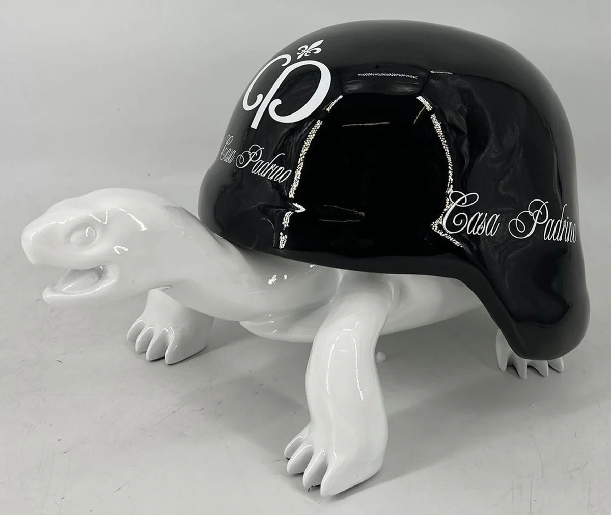 Luxury decorative figure turtle white / black 40 cm - decorative accessories