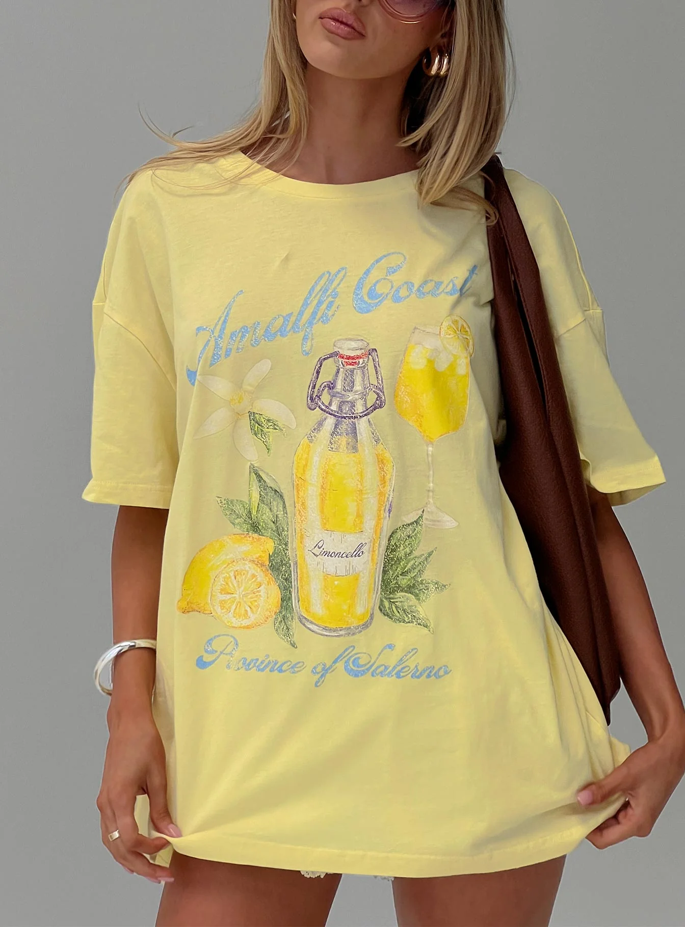 Amalfi Coast Oversized Graphic Tee Pastel Yellow