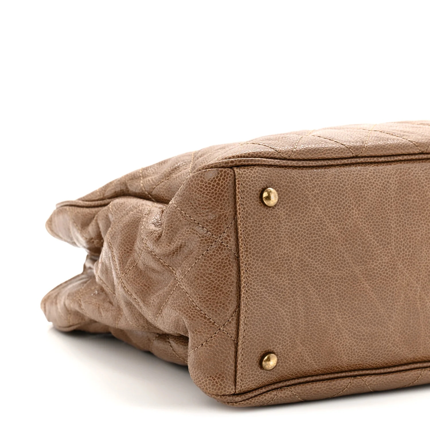 Glazed Caviar Quilted Small Shiva Tote Beige - Top Club