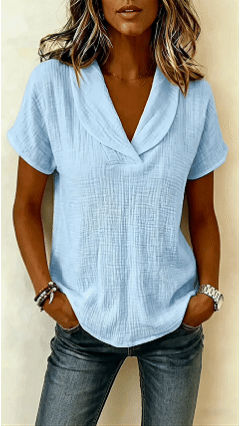 Women's Short-Sleeve Crepe V-Neck Casual Fashion T-Shirt - Nordfashionstorm - Women's Clothing, Fashion for You - Nordfashionstorm.com