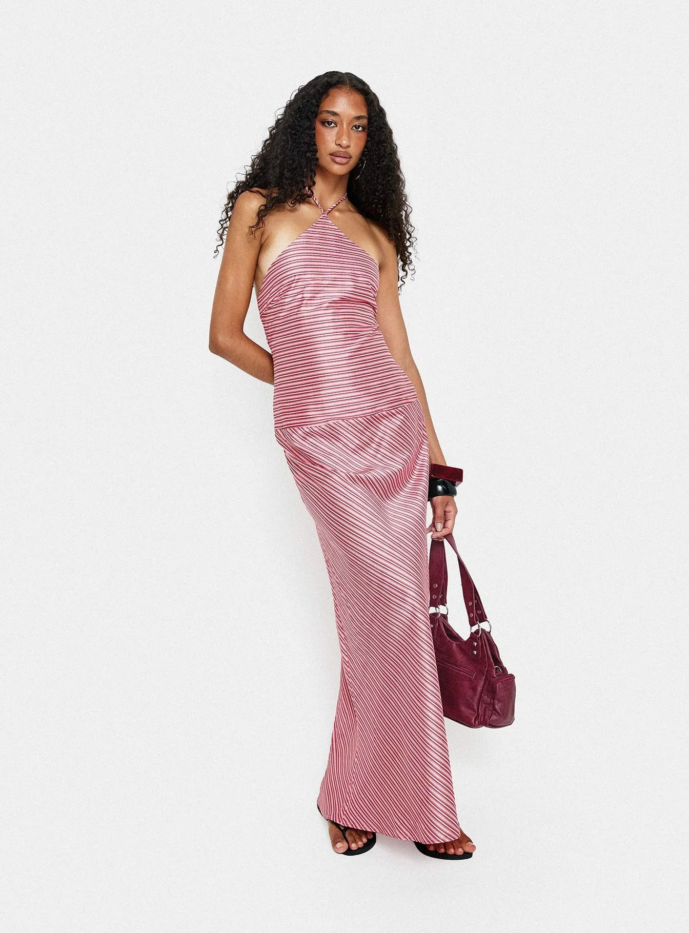 Bellamissimo Halter Maxi Dress Pink Stripe