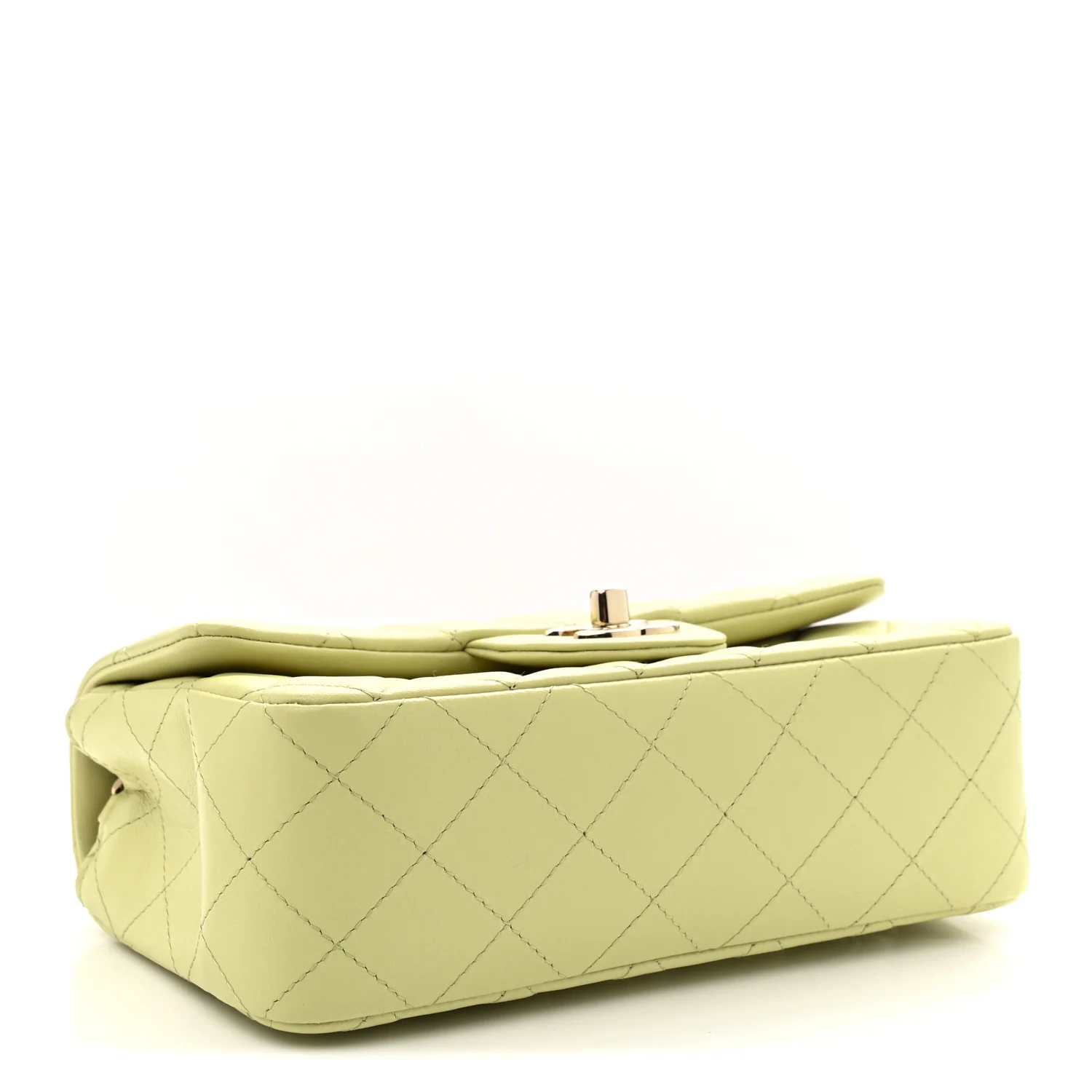 Lambskin Quilted Mini Rectangular Flap Light Green - Top Club