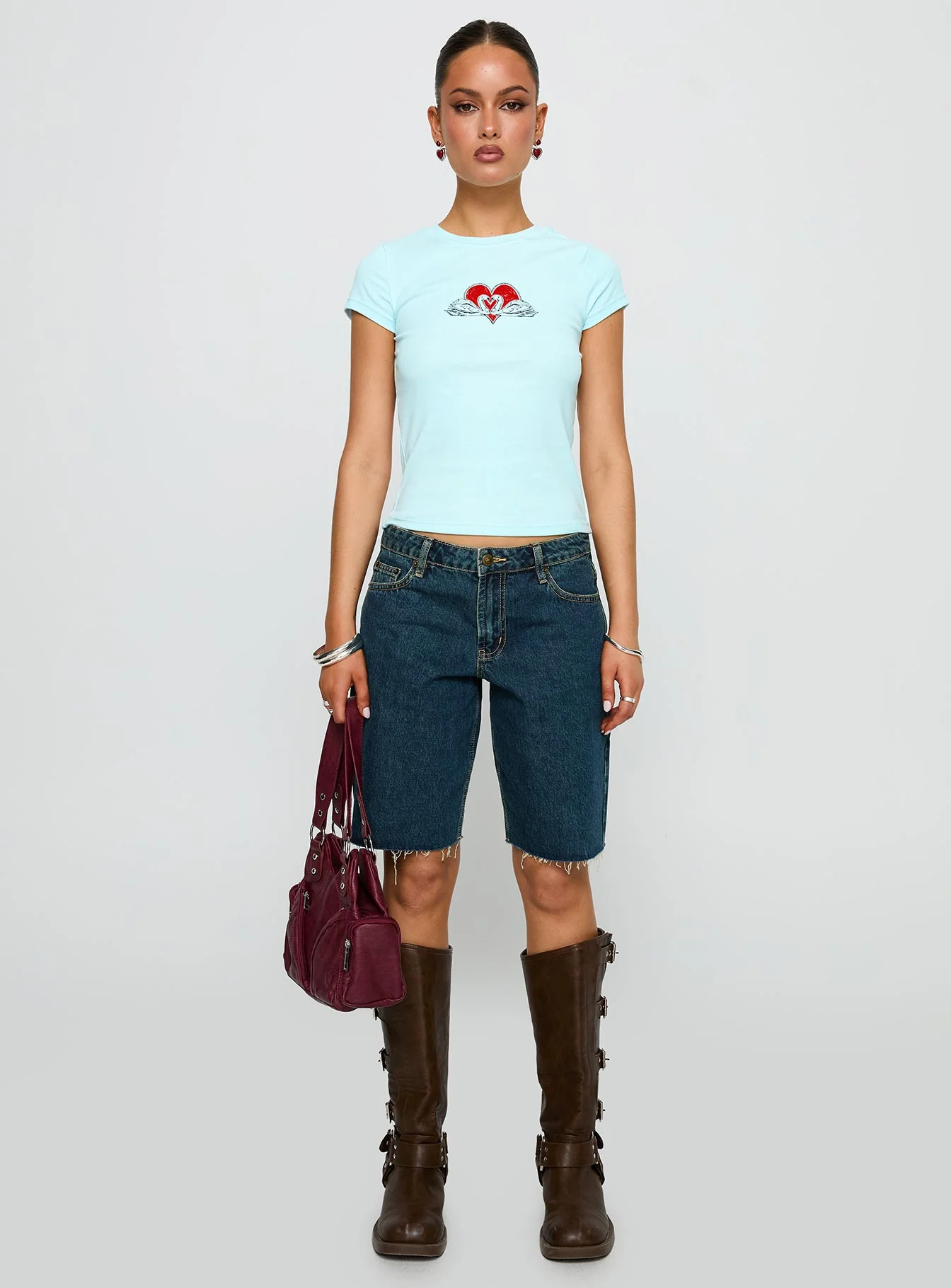 Sweet Swans Baby Tee Blue