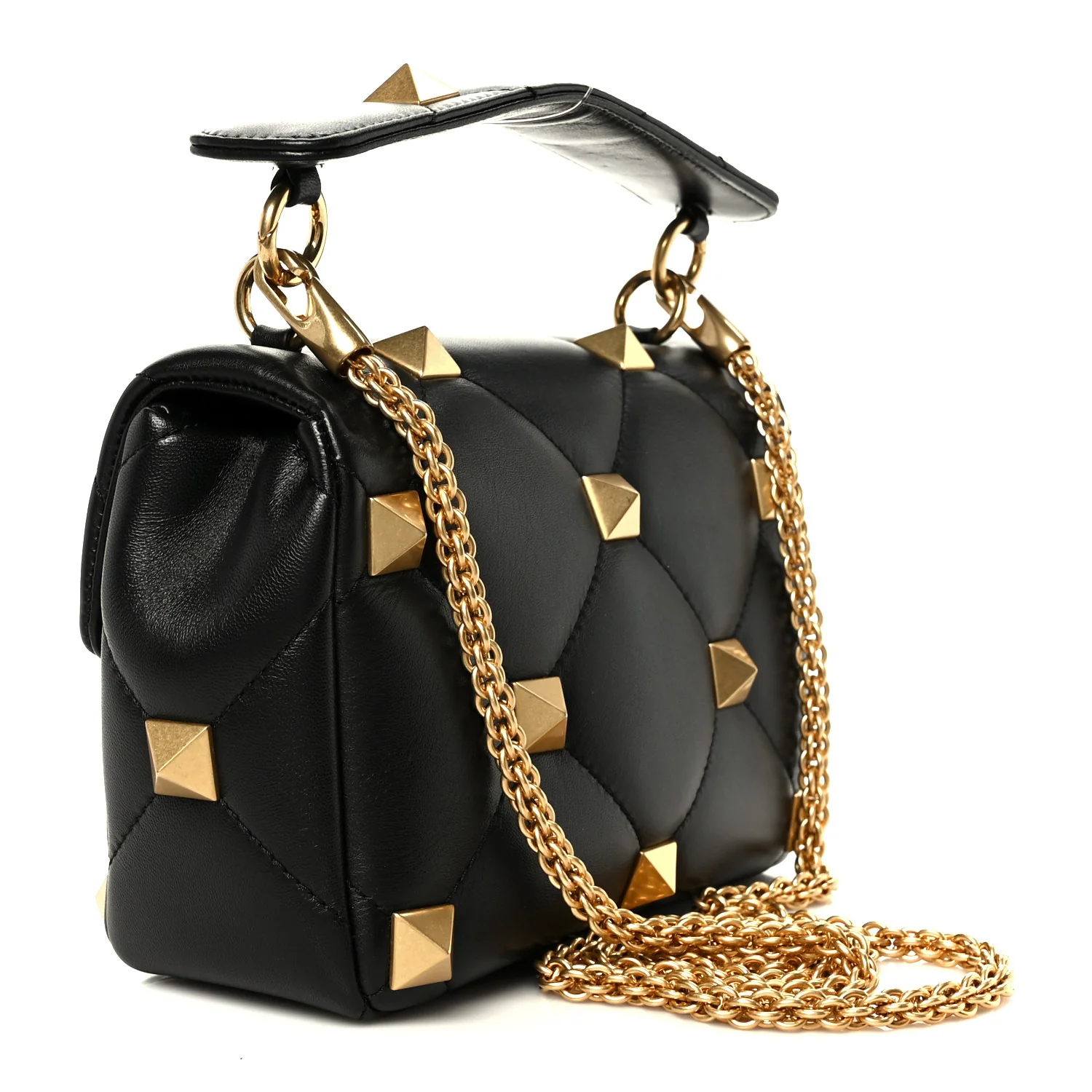 Nappa Medium Roman Stud Shoulder Bag Black - Top Club