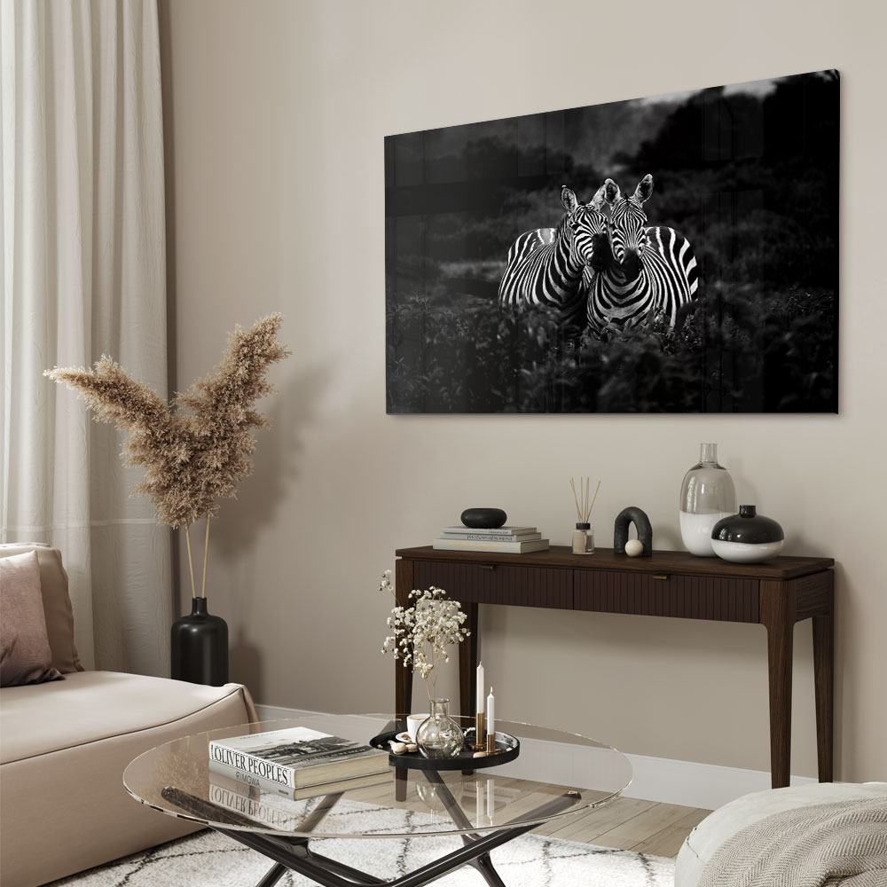Walljar acrylglas schilderij - Two Zebras Nuzzling Acrylglas schilderij - 150 x 225 cm