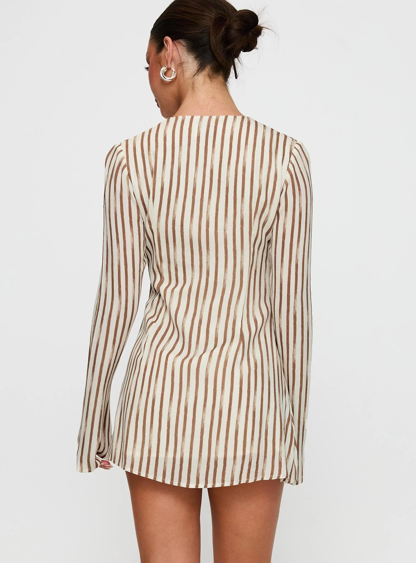 The Good Life Mini Dress Brown / White Stripe