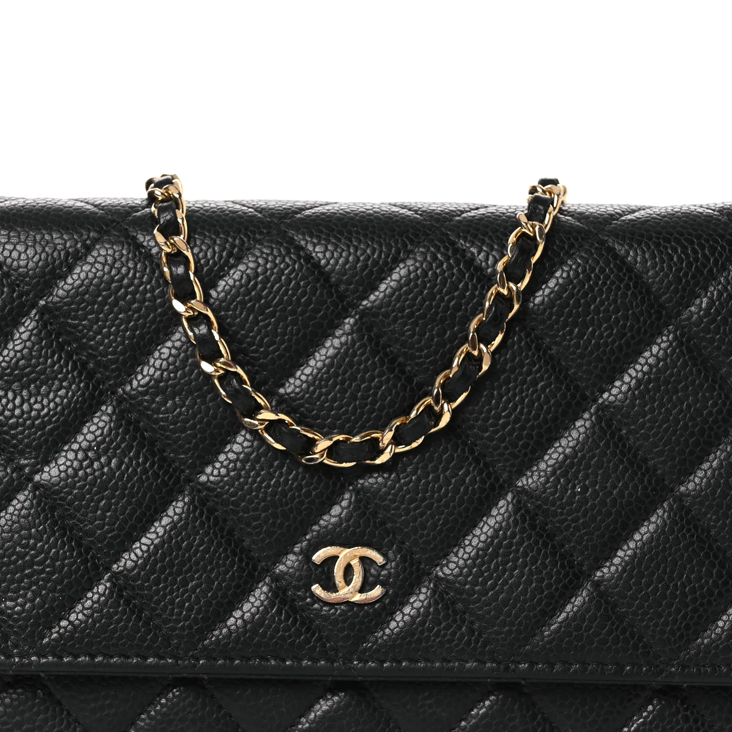 Caviar Quilted Wallet on Chain WOC Black - Top Club