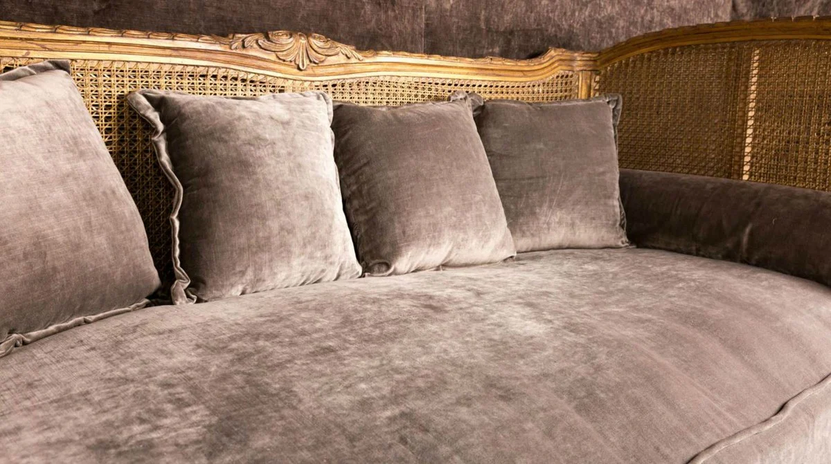 Luxury baroque sofa with cushions brown / taupe 187 x 89 x H. 103 cm - handmade sofa in antique style - living room furniture