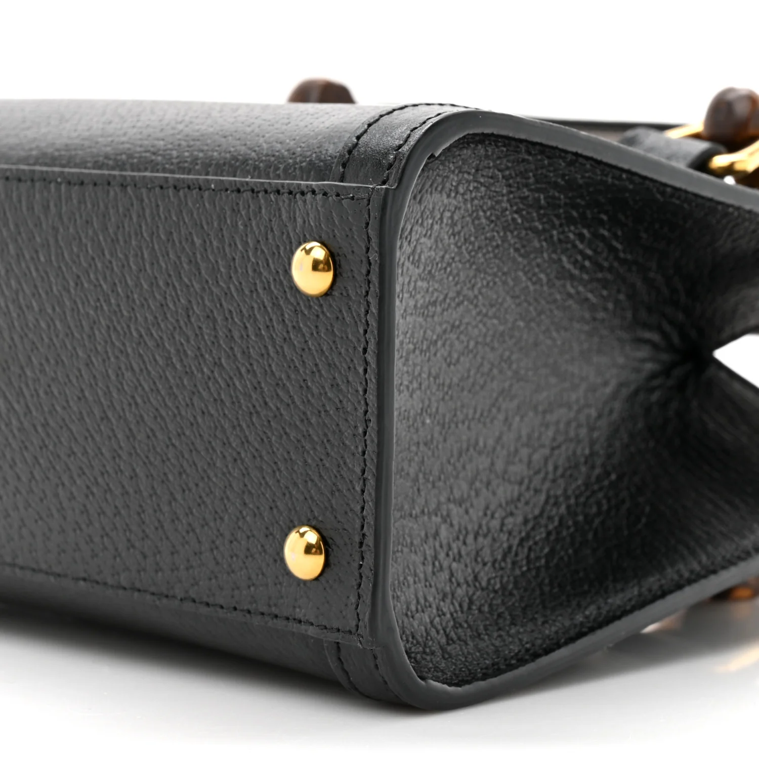 Textured Dollar Calfskin Web Mini Diana Tote Bag Black - Top Club