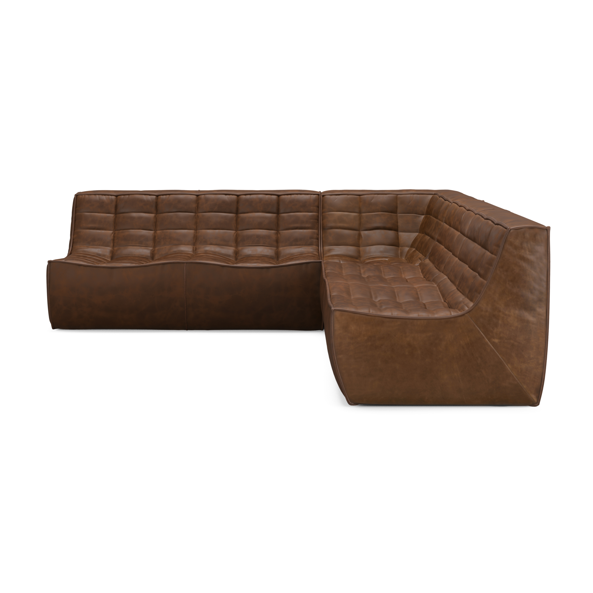 Modulaire bank N701 chestnut set 2x2 seat 90° rechte hoek