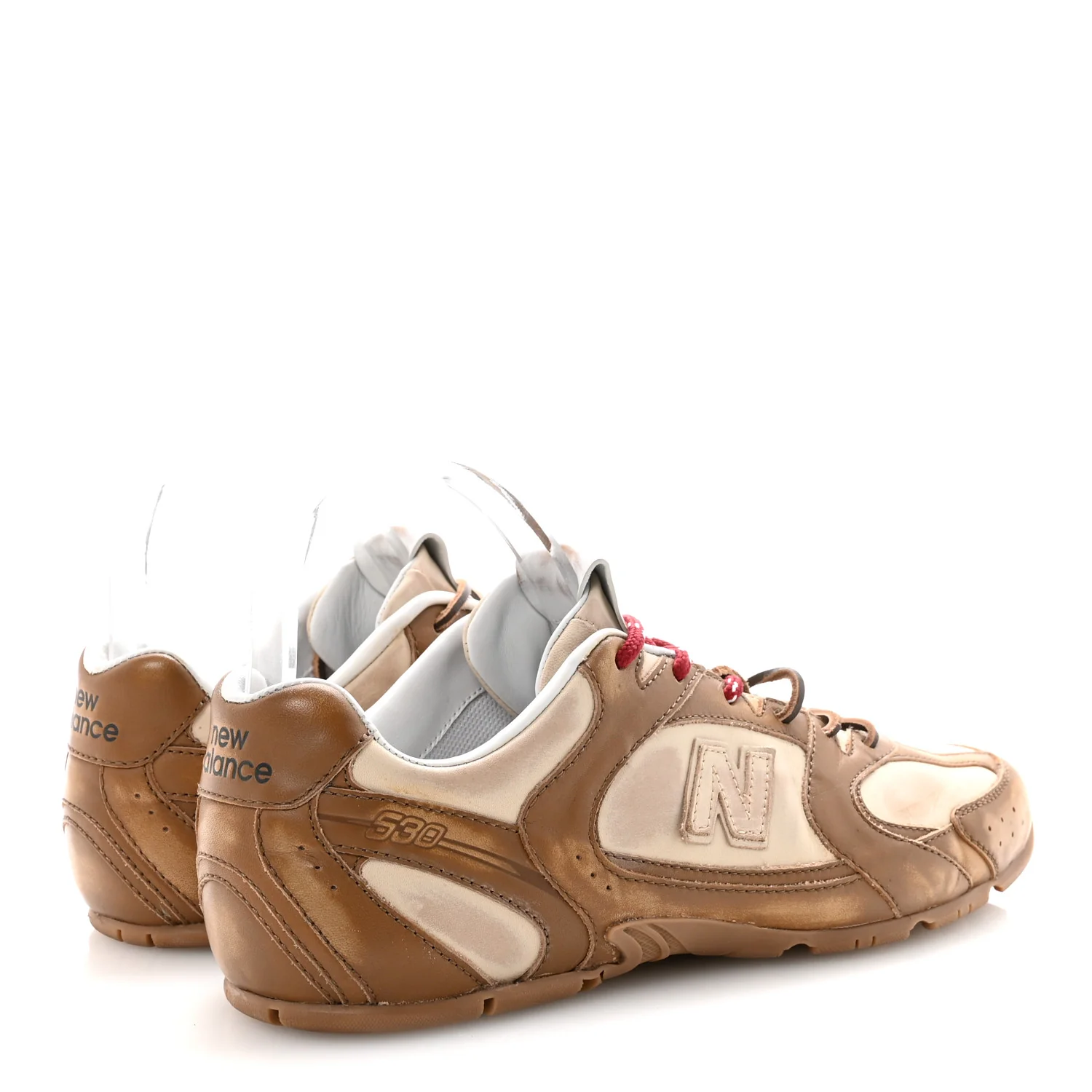 X NEW BALANCE Bleached Calfskin 530 SL Sneakers 41 Cinnamon Travertine Gray - Top Club